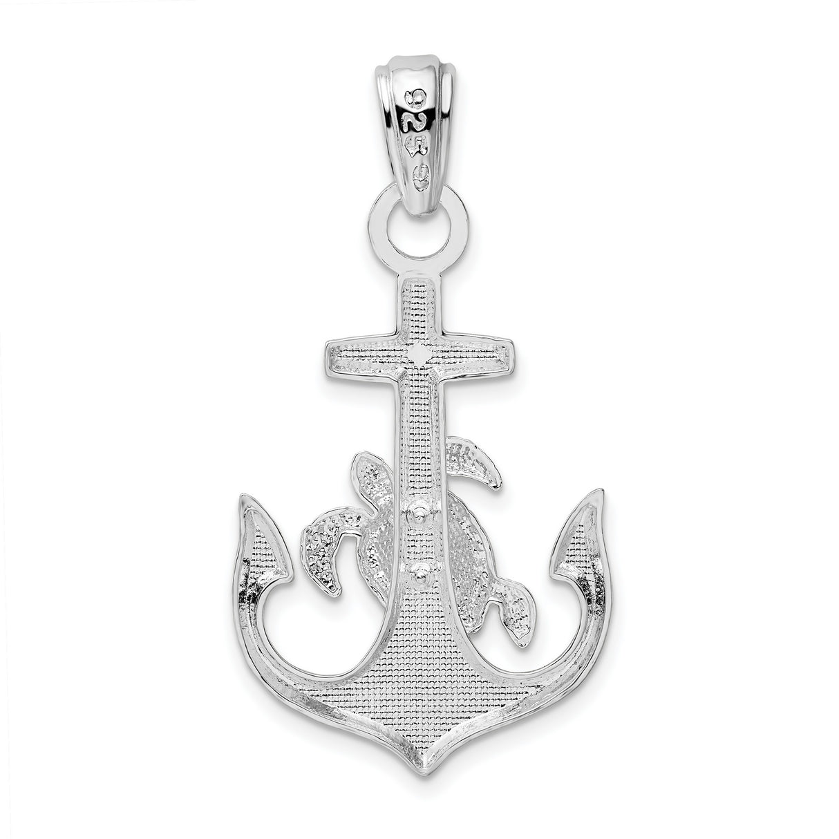 Sterling Silver Anchor Cross Pendant with Sea Turtle Detail, Nautical Christian Jewelry