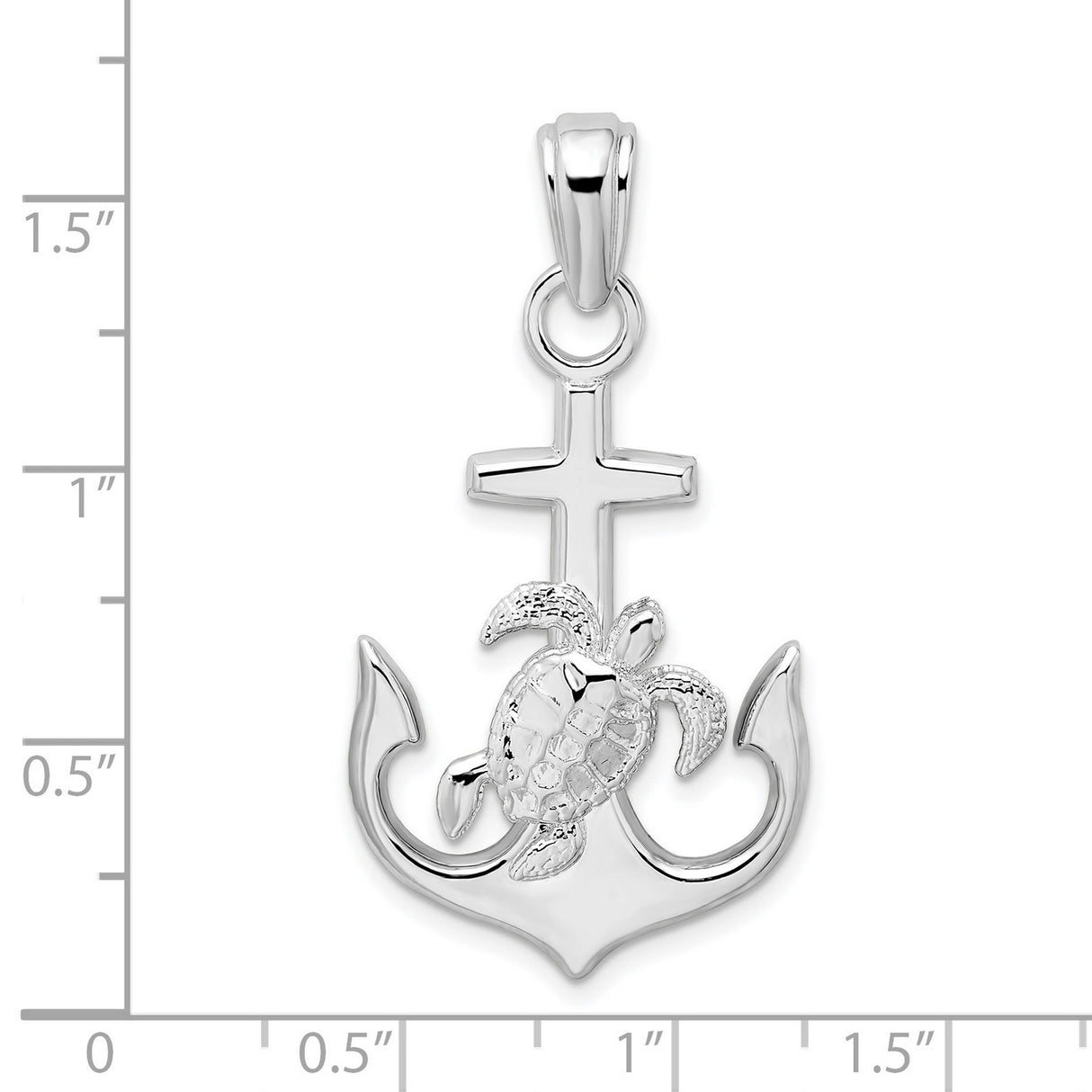 Sterling Silver Anchor Cross Pendant with Sea Turtle Detail, Nautical Christian Jewelry