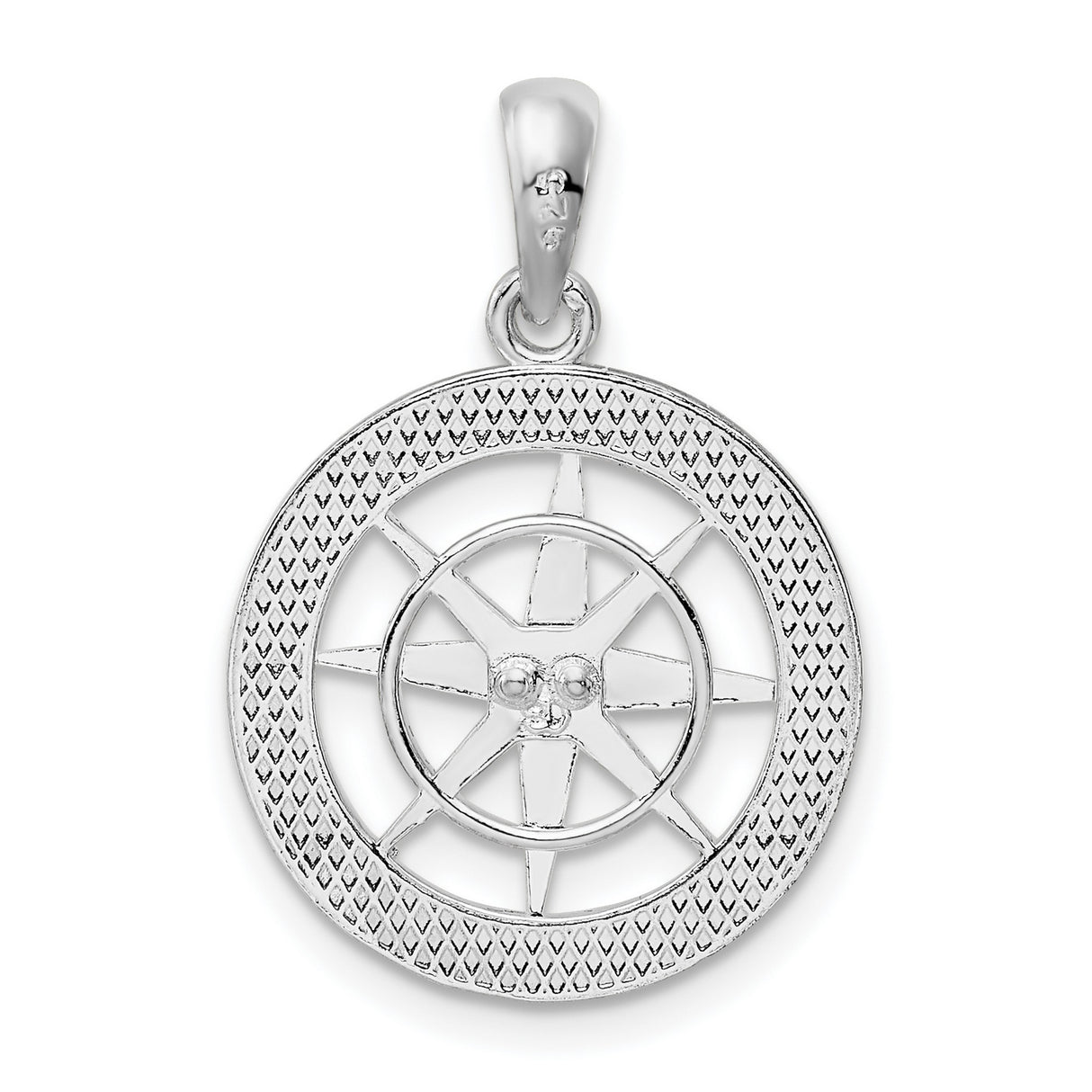 Sterling Silver Compass Pendant with Directional Rose, Nautical Travel and Guidance Theme