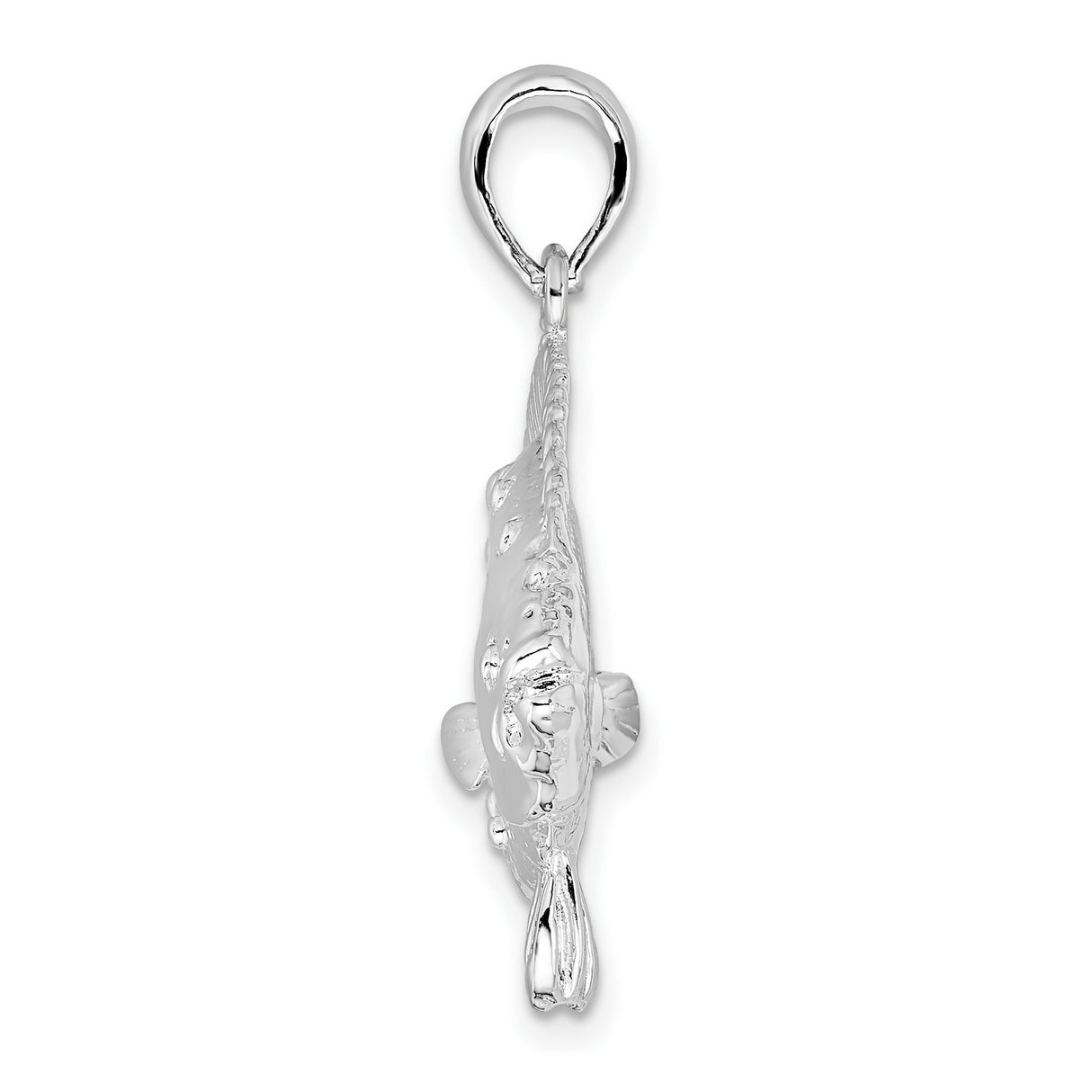Sterling Silver Flounder Pendant with Textured Detail, Nautical Sea Life Style for Men and Women
