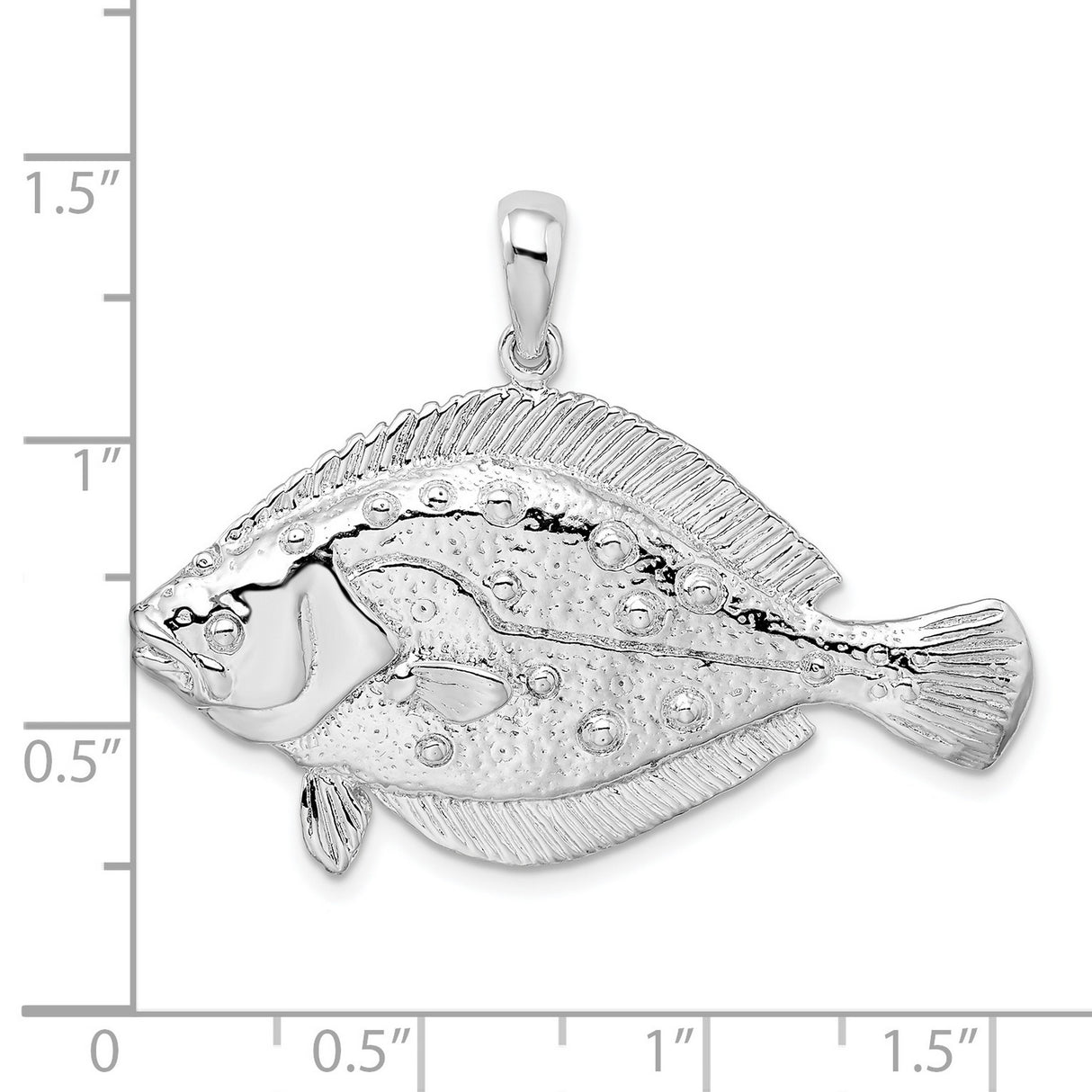 Sterling Silver Flounder Pendant with Textured Detail, Nautical Sea Life Style for Men and Women