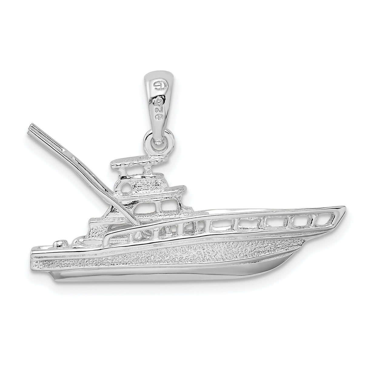 Sterling Silver Yacht Pendant, 3D Boat Design Nautical Maritime Charm