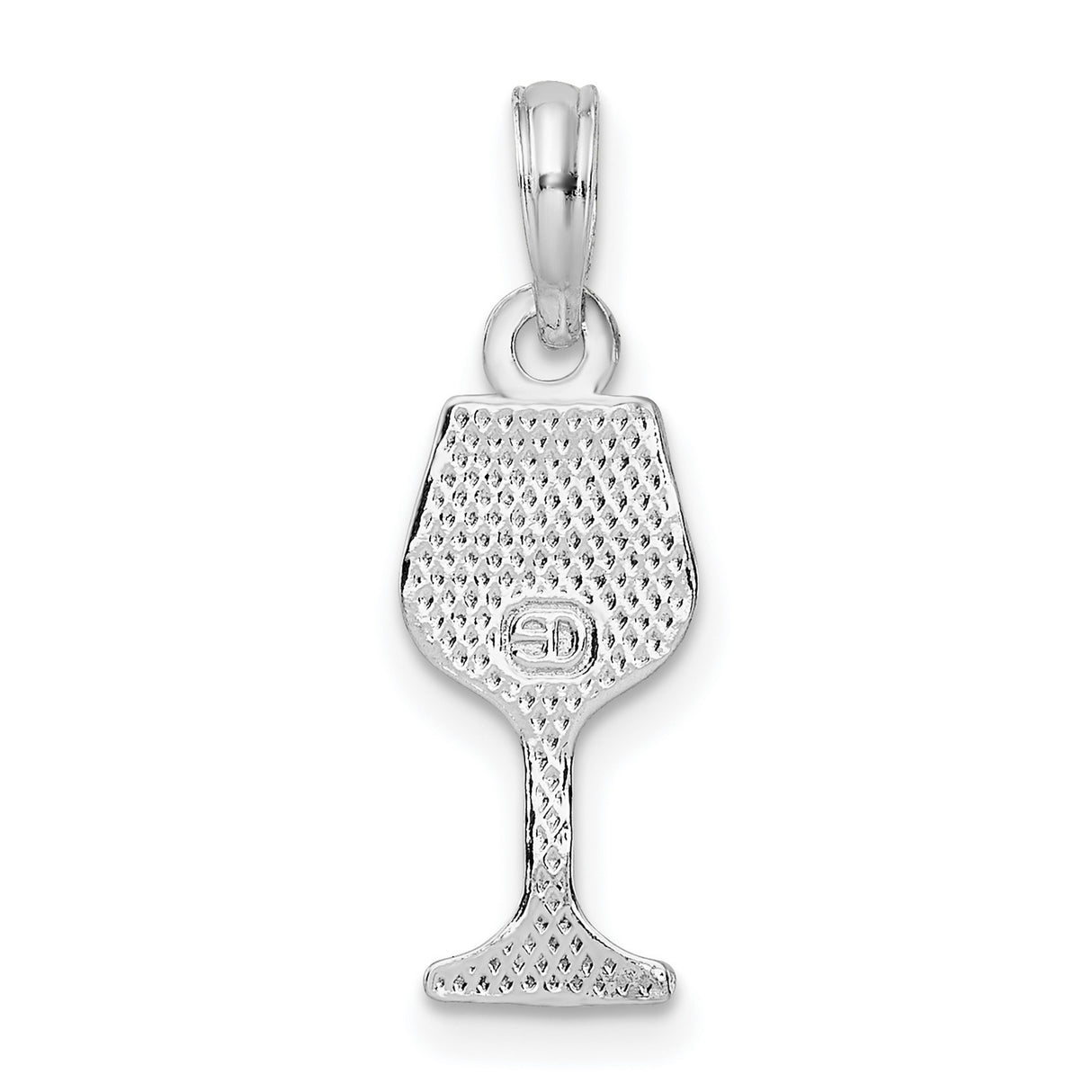 Sterling Silver Wine Glass Pendant with Heart Detail, Playful Charm for Women