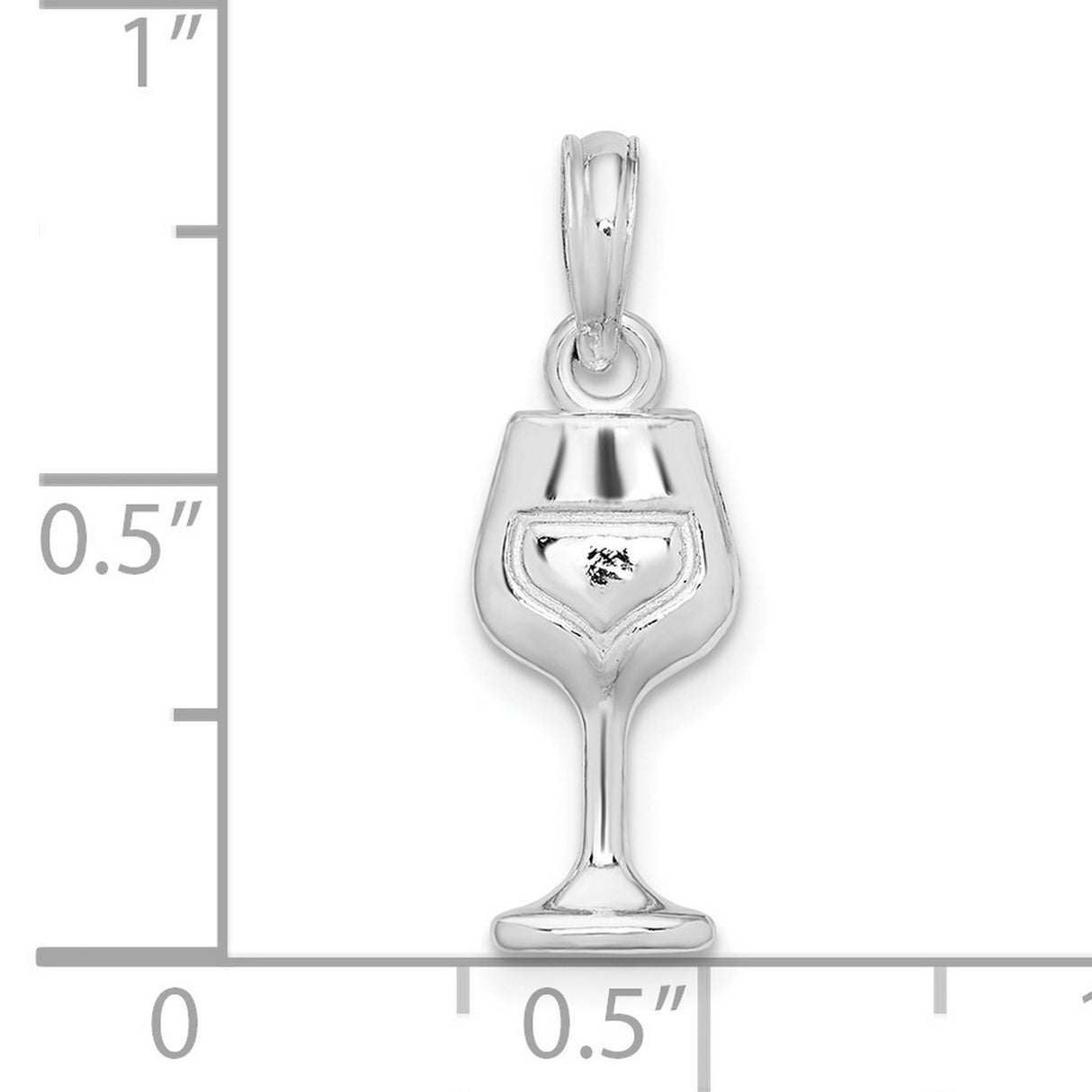 Sterling Silver Wine Glass Pendant with Heart Detail, Playful Charm for Women