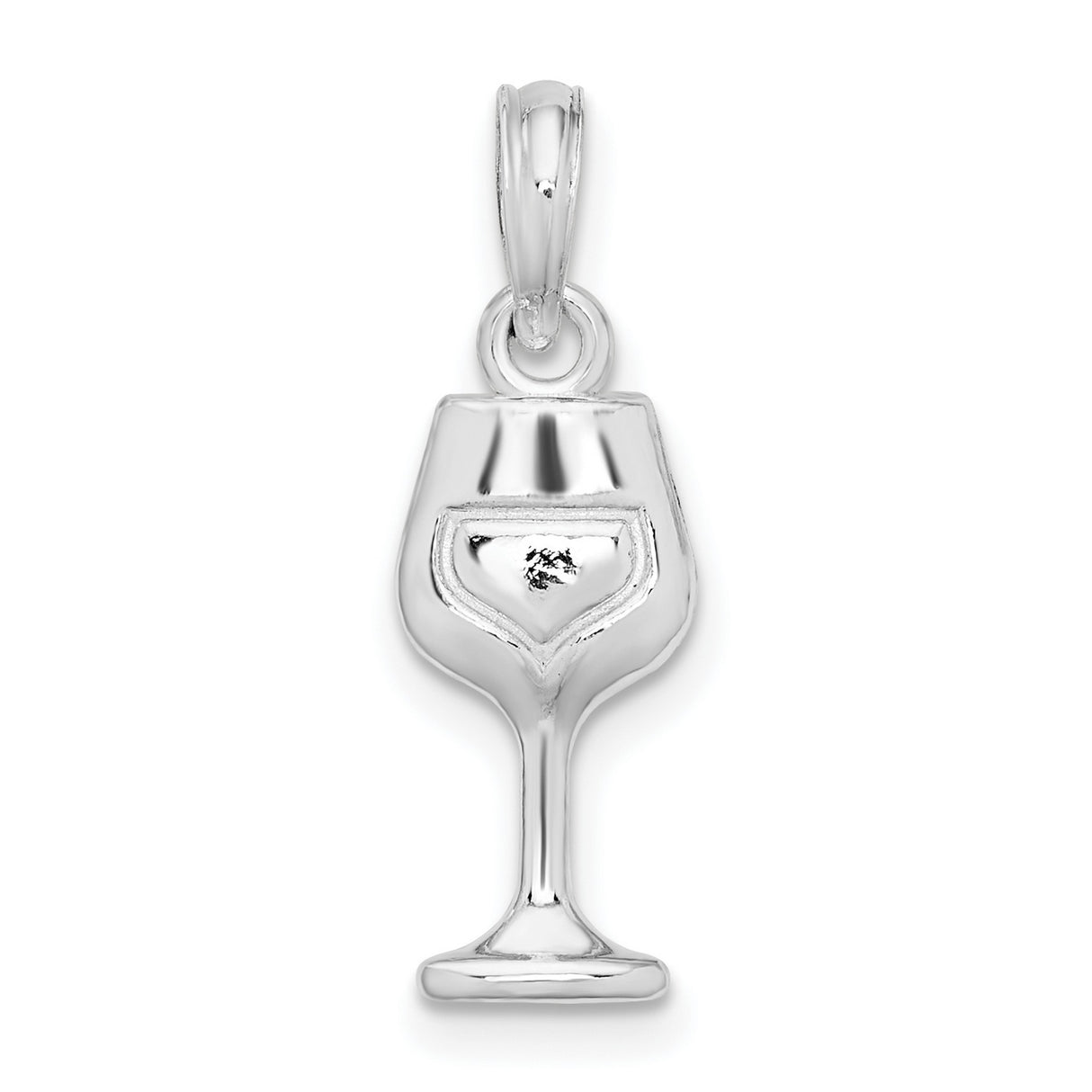 Sterling Silver Wine Glass Pendant with Heart Detail, Playful Charm for Women