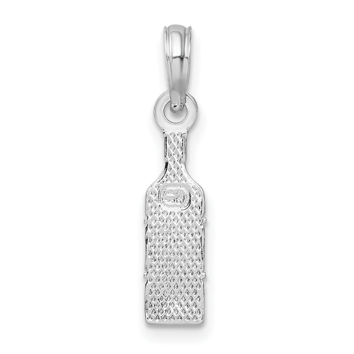 Sterling Silver Pendant Charm, Wine Bottle Design with VINO Engraving