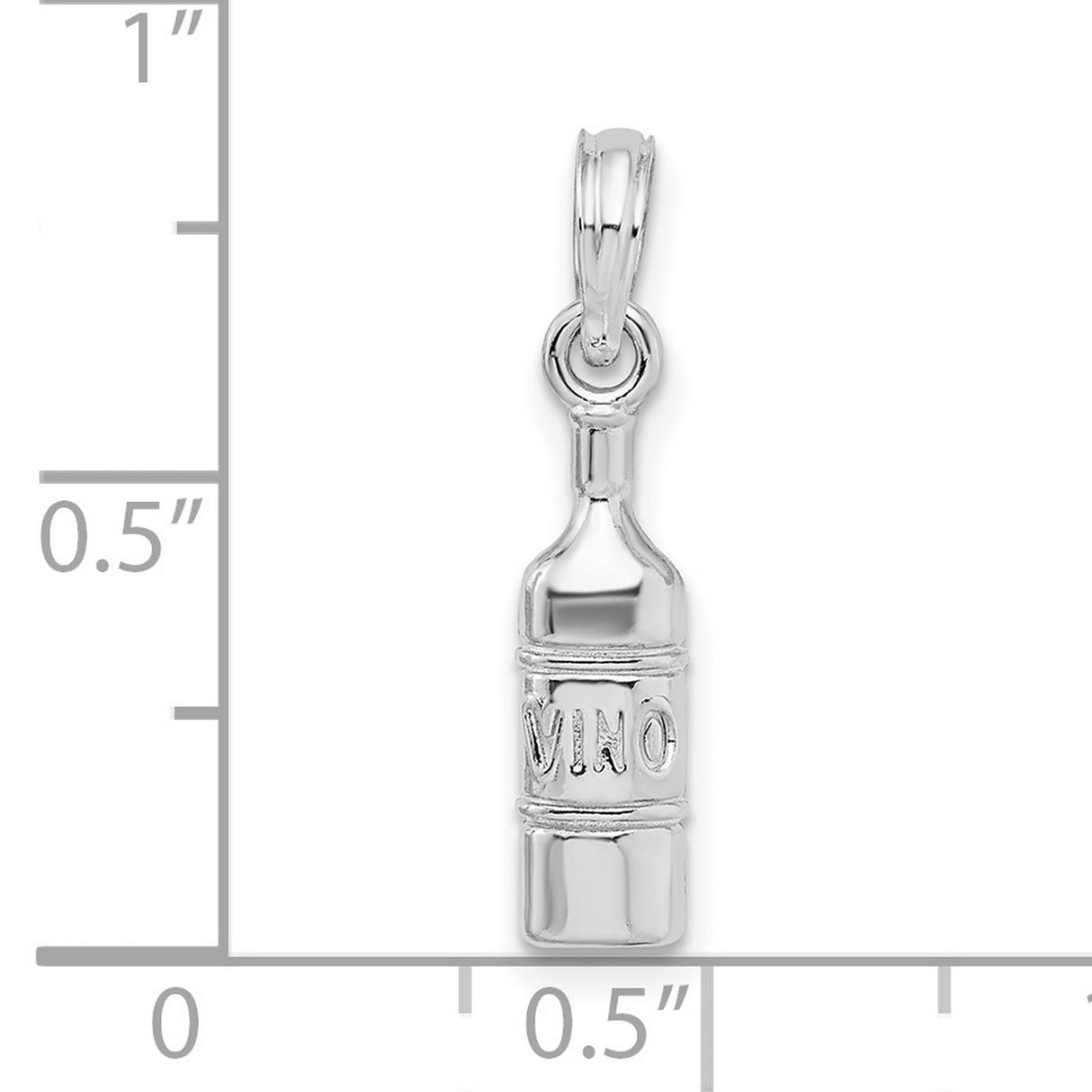 Sterling Silver Pendant Charm, Wine Bottle Design with VINO Engraving