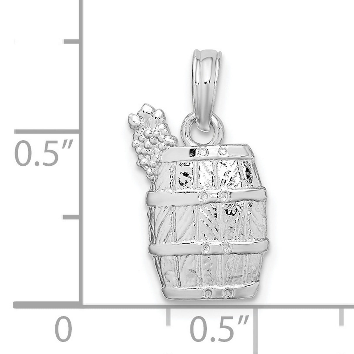 Sterling Silver Pendant with Grape Cluster and Wine Barrel, Rustic Vineyard Charm Design