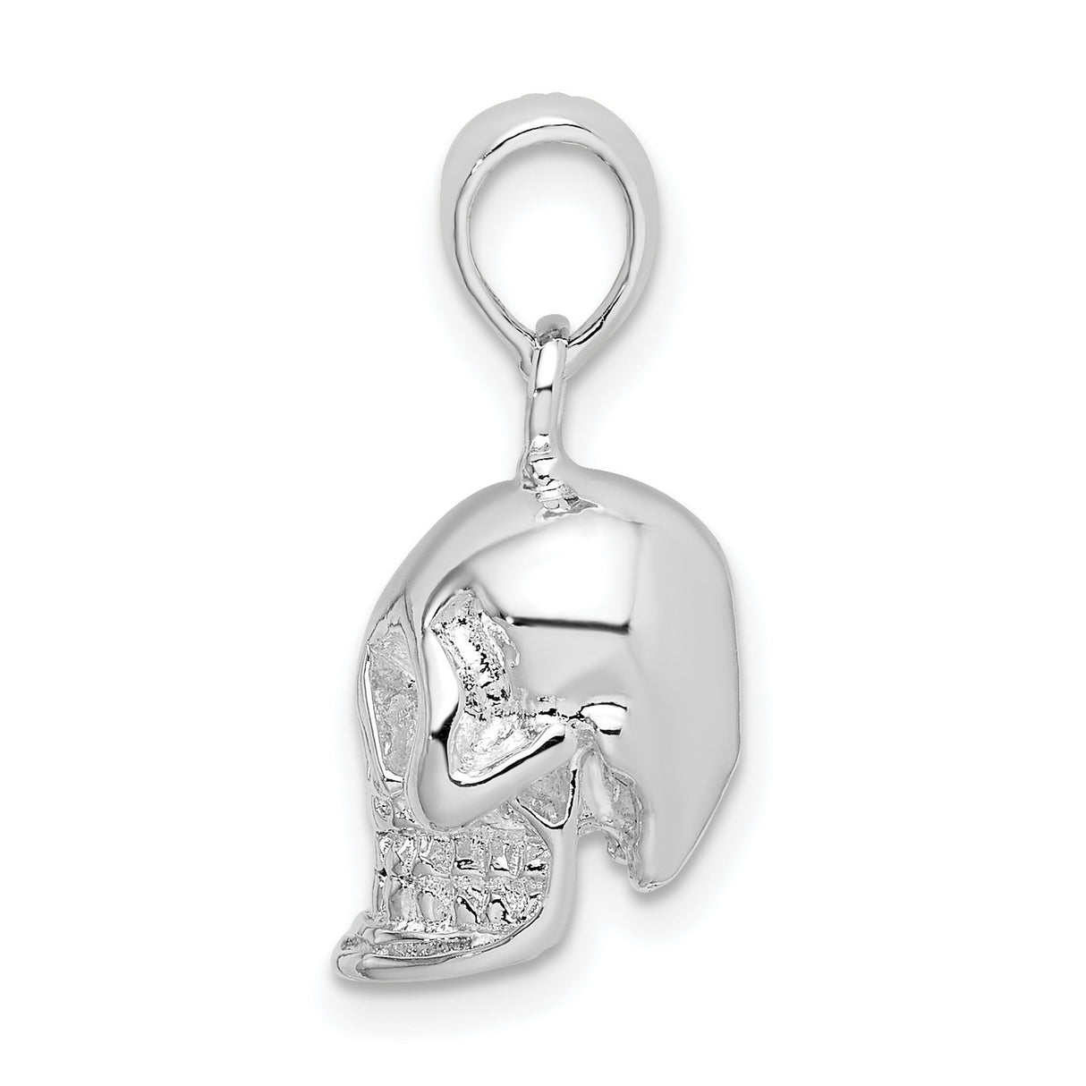 Sterling Silver Skull Pendant with Detailed Human Skull Design, Gothic Biker Style for Men