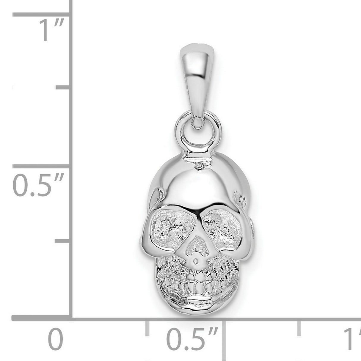 Sterling Silver Skull Pendant with Detailed Human Skull Design, Gothic Biker Style for Men