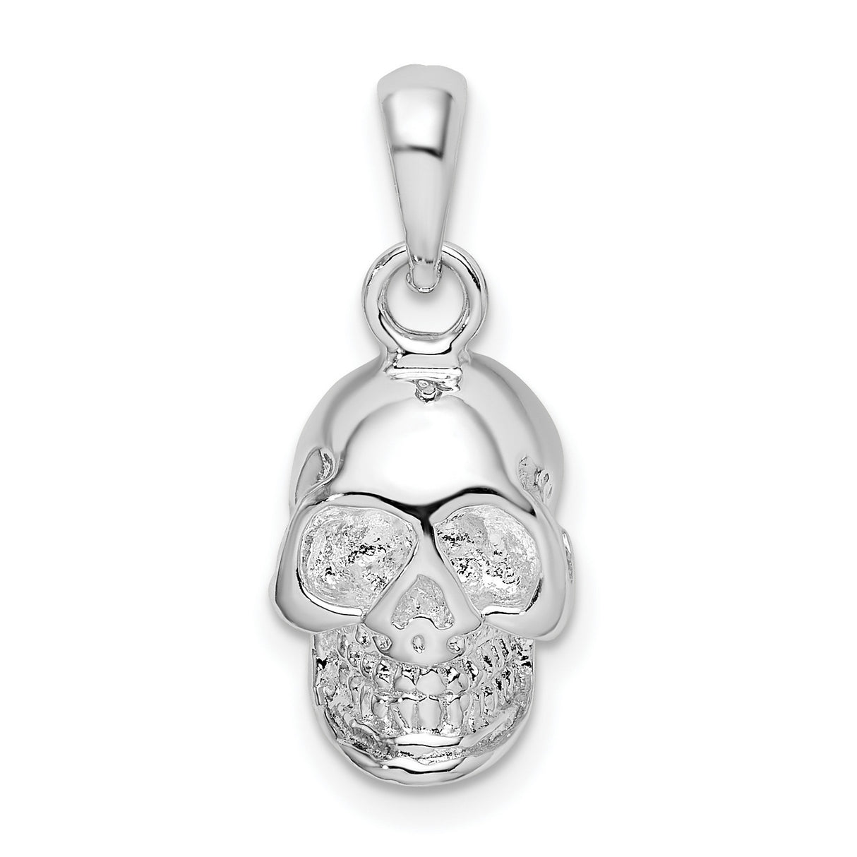 Sterling Silver Skull Pendant with Detailed Human Skull Design, Gothic Biker Style for Men