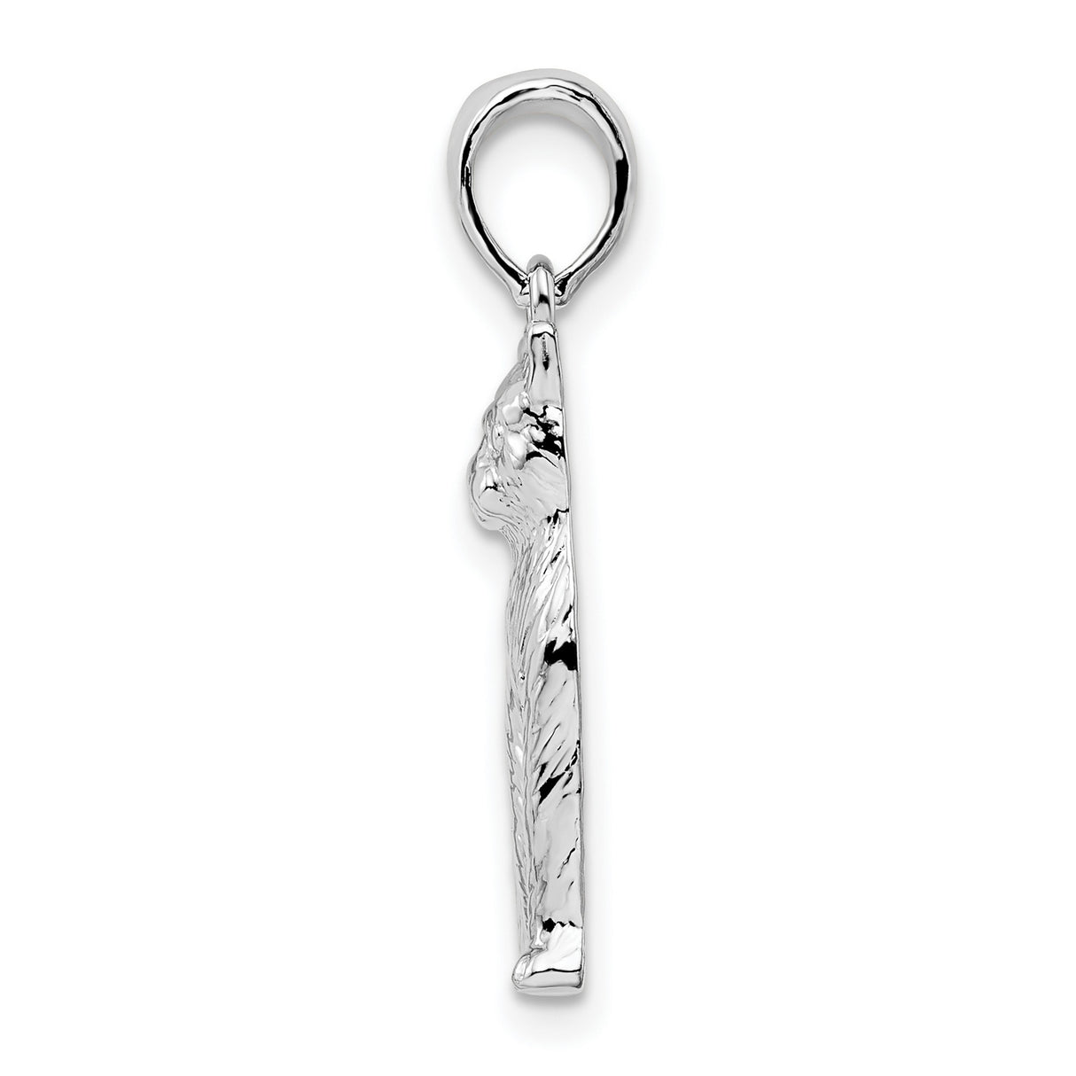 Textured Sitting Cat Charm Pendant in Real 925 Sterling Silver