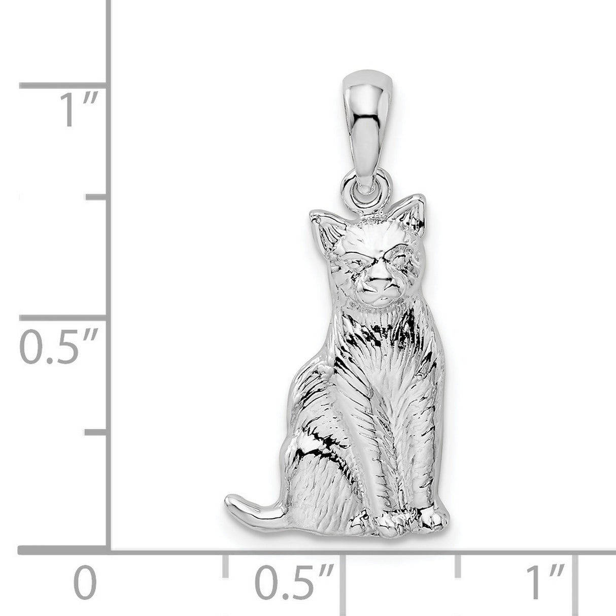 Textured Sitting Cat Charm Pendant in Real 925 Sterling Silver