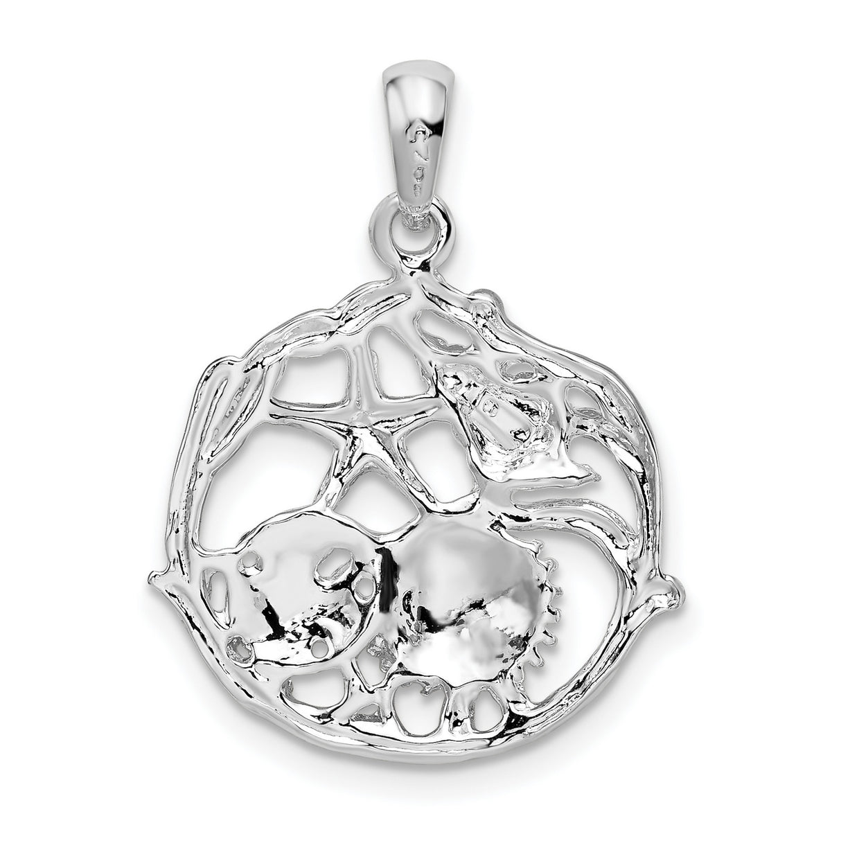 Sterling Silver Pendant with Starfish, Sand Dollar, and Seashell Coastal Ocean Motifs