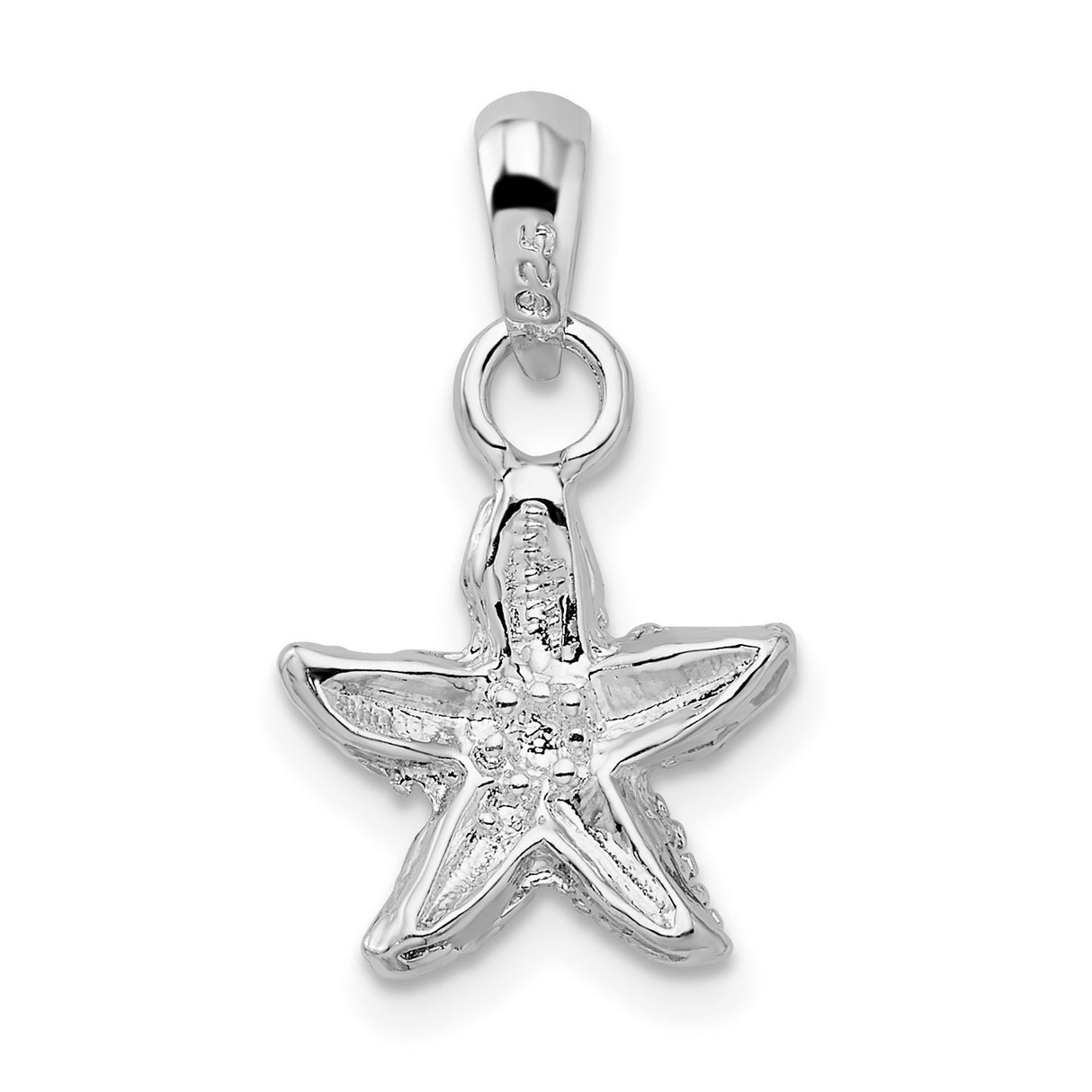 Sterling Silver Starfish Pendant with Textured Detailing, Nautical Ocean-Inspired Design