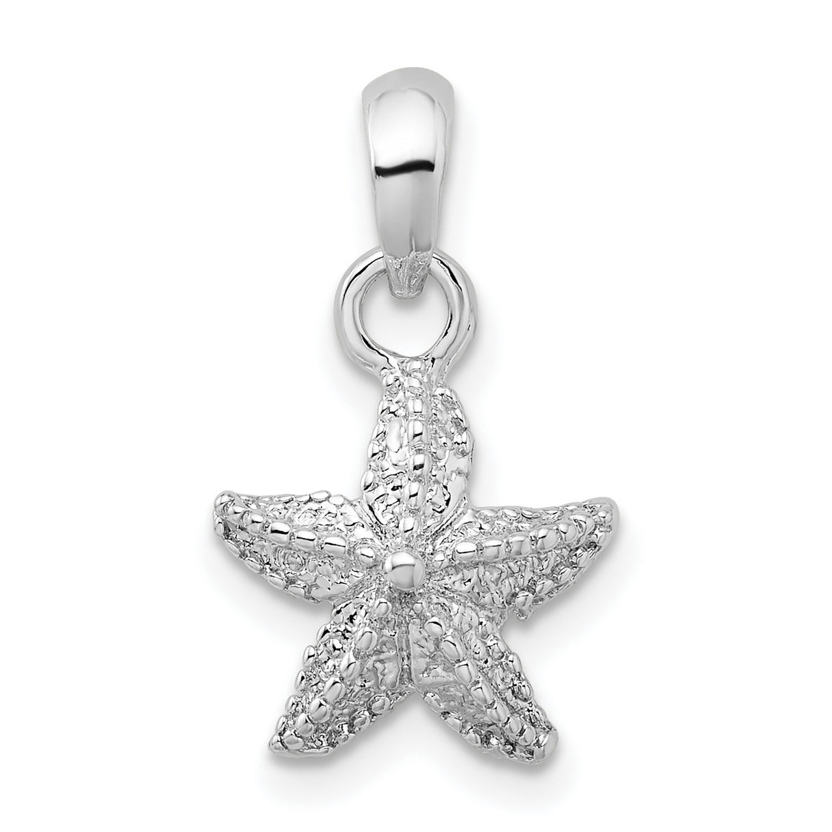 Sterling Silver Starfish Pendant with Textured Detailing, Nautical Ocean-Inspired Design