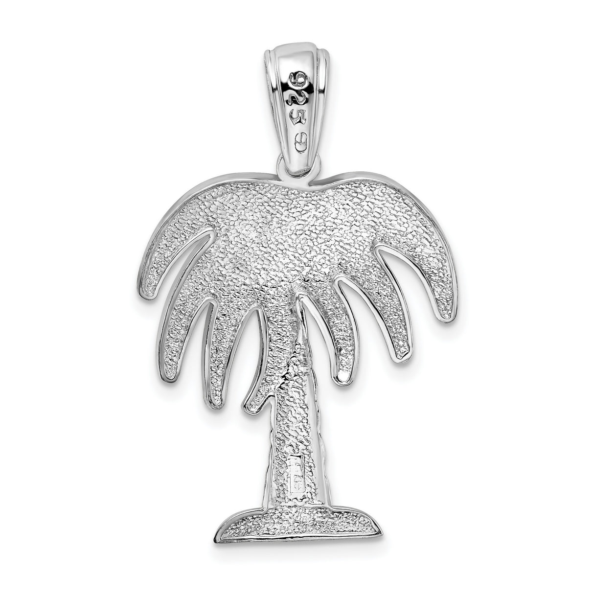 Sterling Silver Palm Tree Pendant with Textured Trunk, Tropical Island Vacation Theme