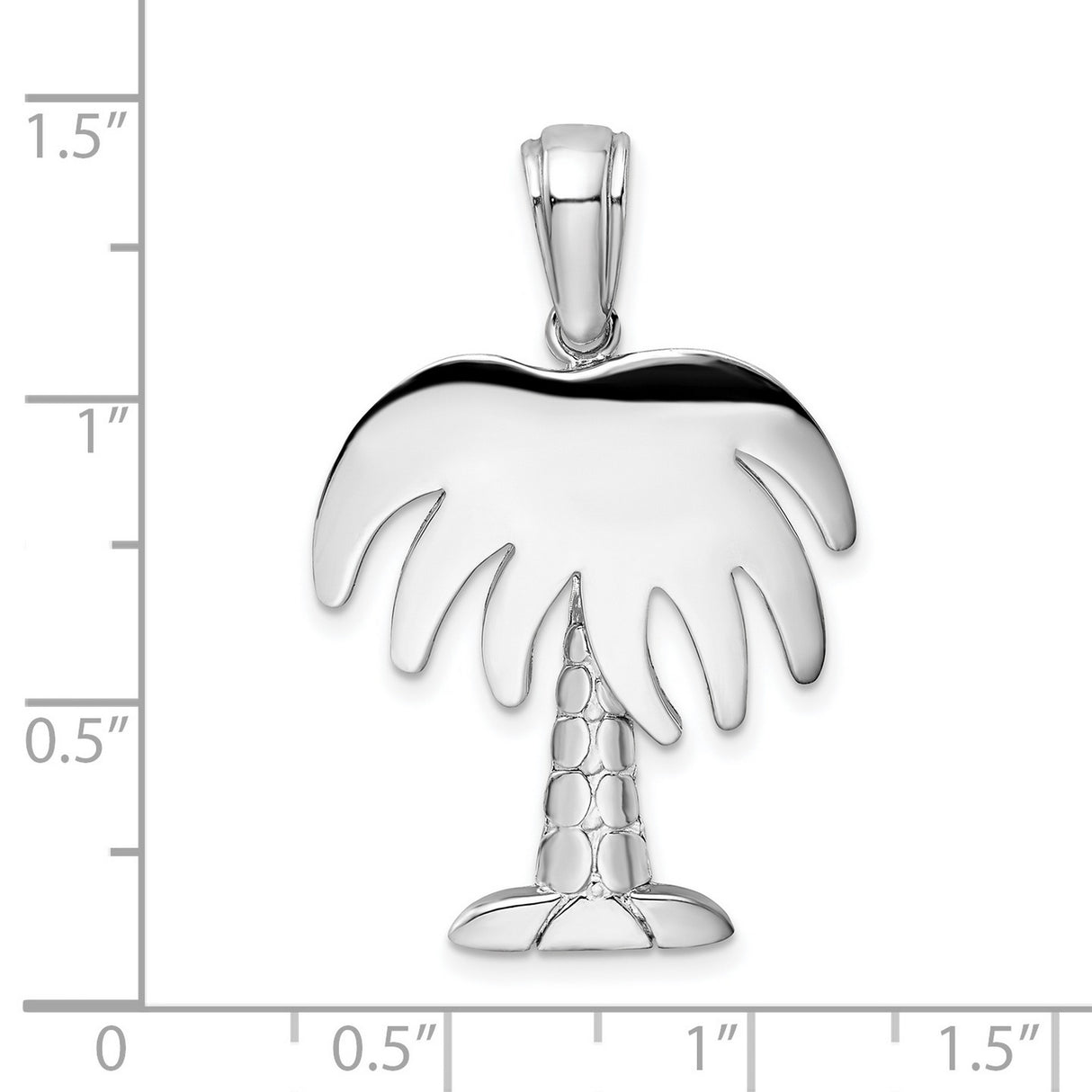 Sterling Silver Palm Tree Pendant with Textured Trunk, Tropical Island Vacation Theme