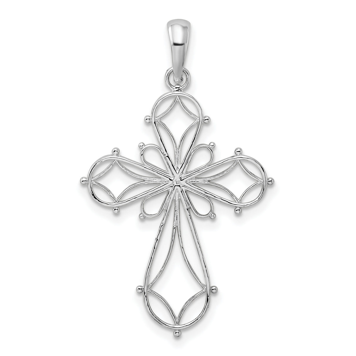 Sterling Silver Cross Pendant with Filigree Vintage Design, Unisex Religious Jewelry