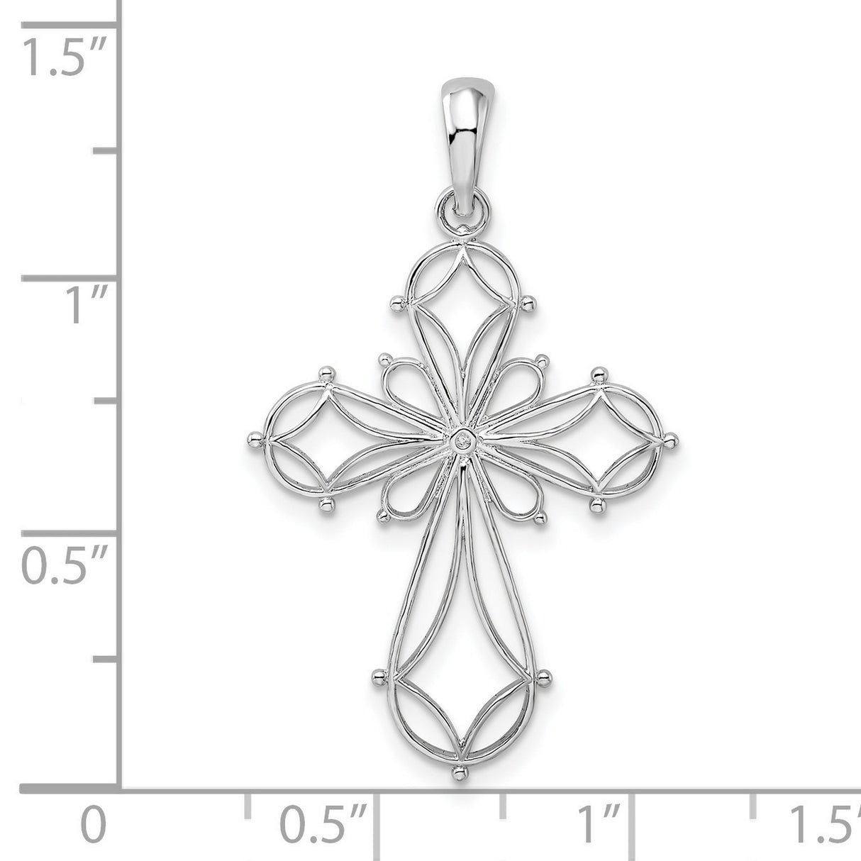 Sterling Silver Cross Pendant with Filigree Vintage Design, Unisex Religious Jewelry