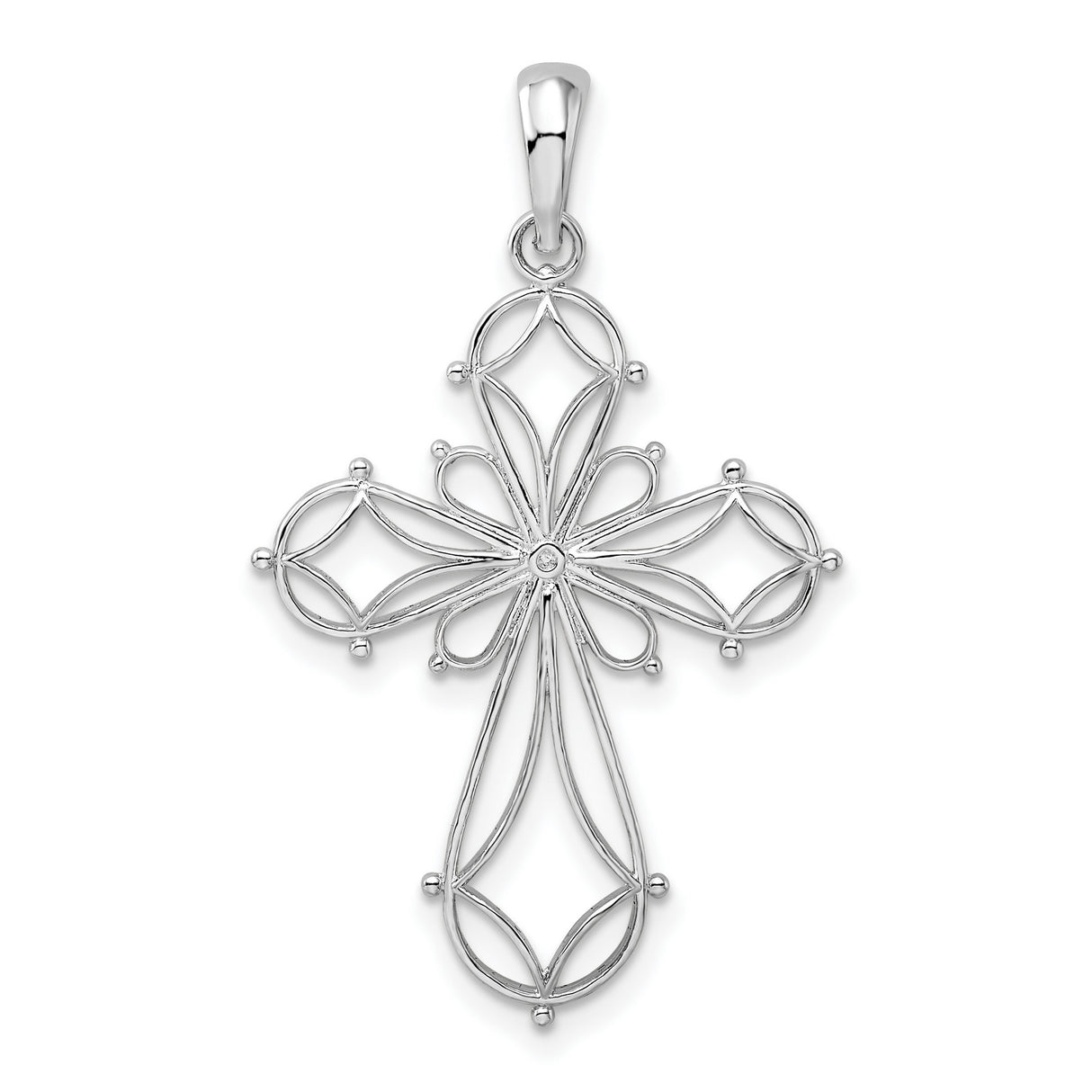 Sterling Silver Cross Pendant with Filigree Vintage Design, Unisex Religious Jewelry