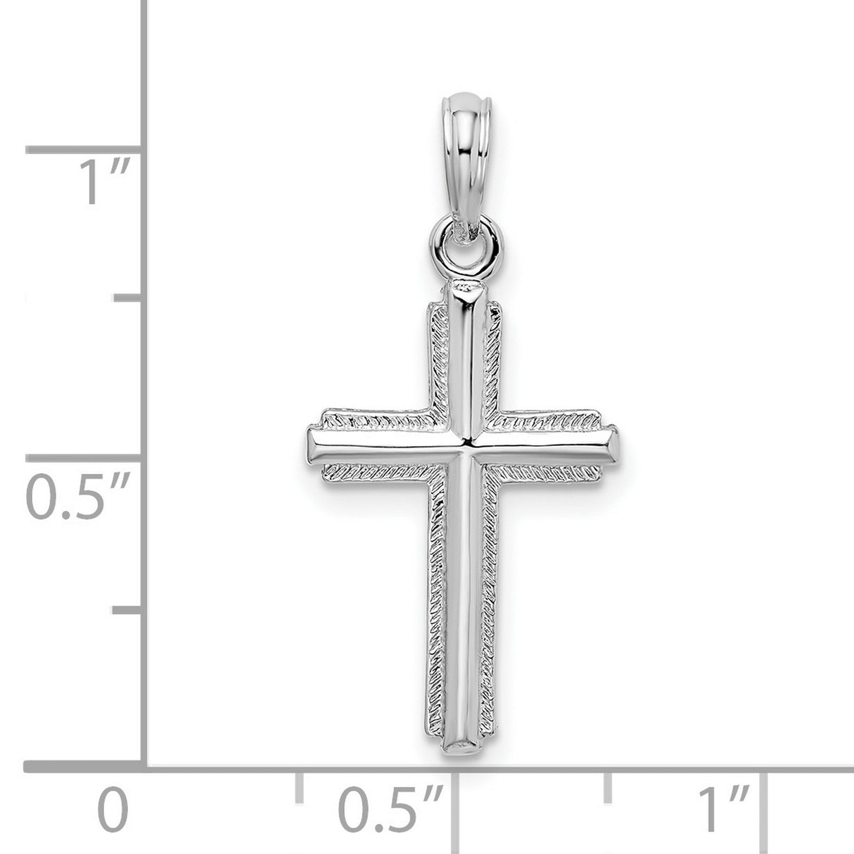 Sterling Silver Latin Cross Pendant with Rope Edge and Polished Finish