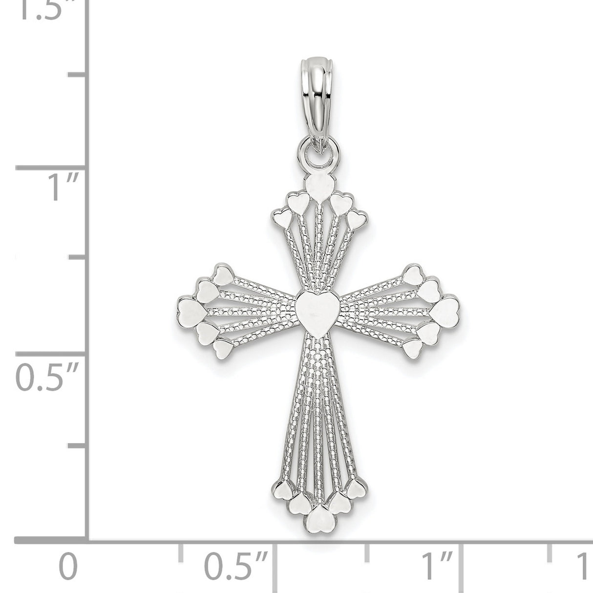 Sterling Silver Cross Pendant with Textured and Polished Detail, Filigree Accent