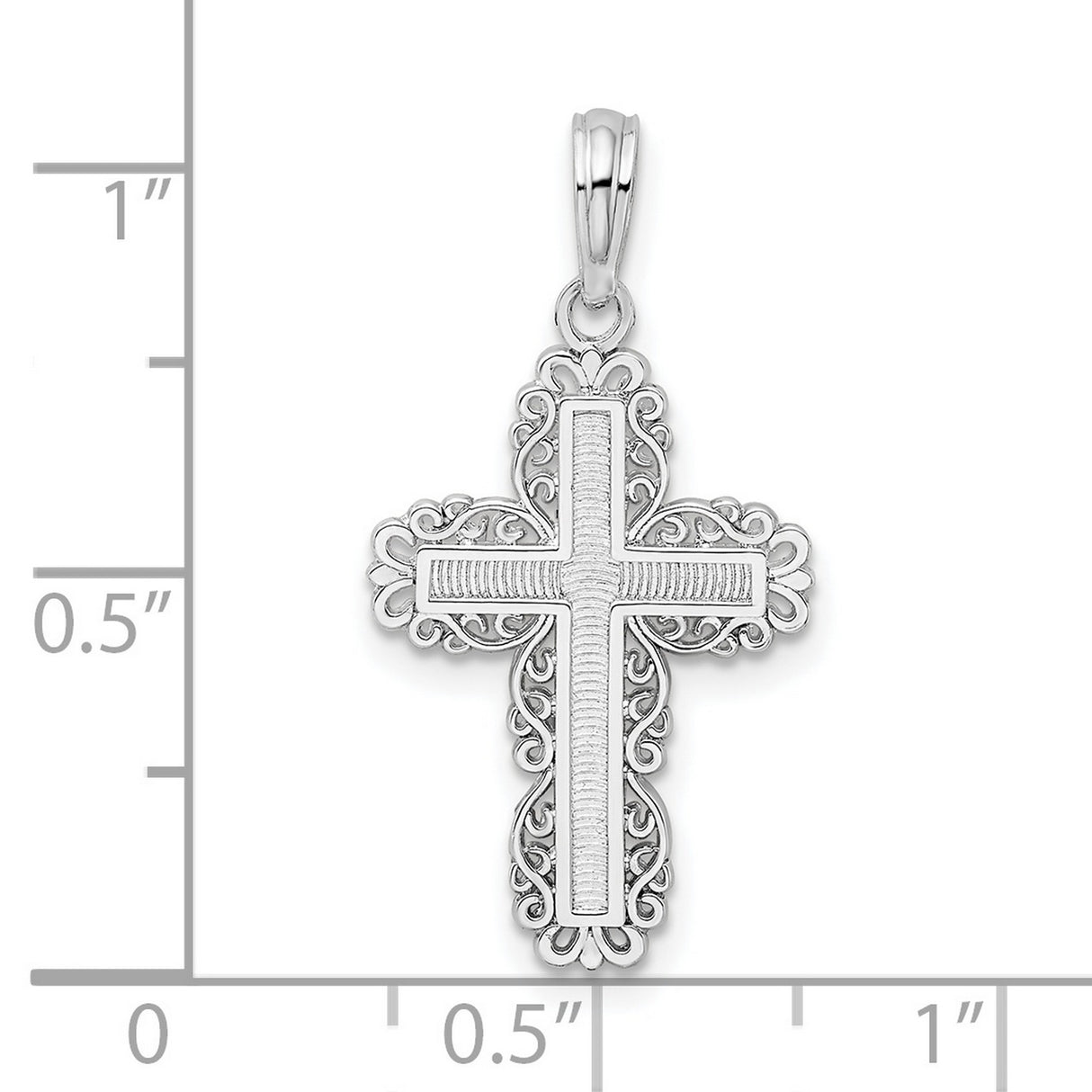 Sterling Silver Cross Pendant with Filigree and Polished Latin Design, Vintage Religious Jewelry