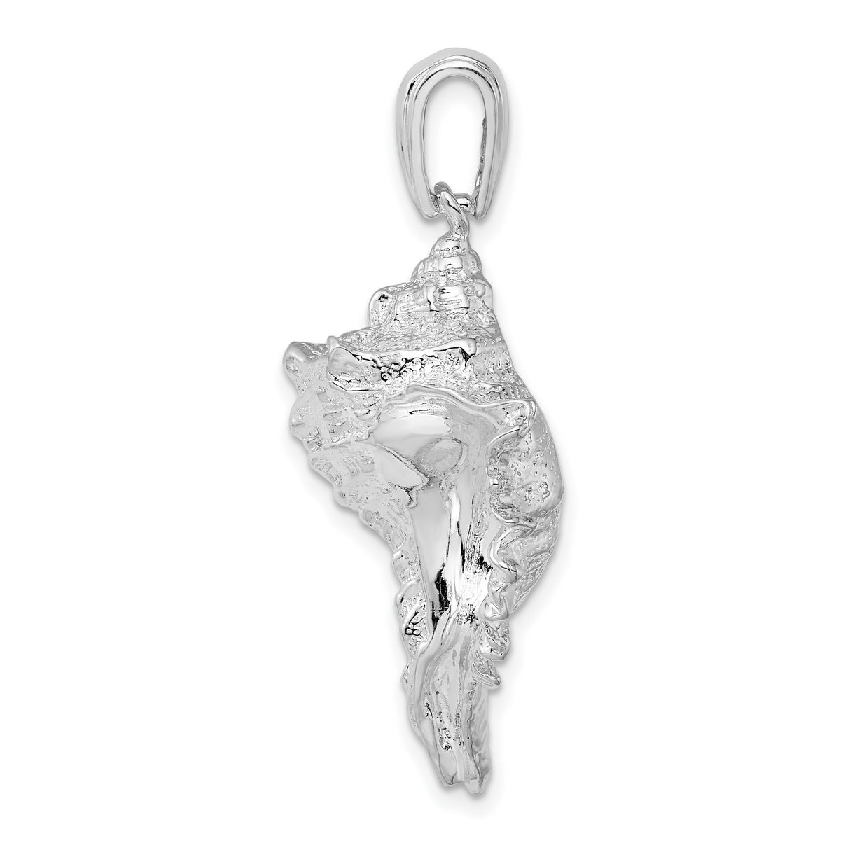 Sterling Silver Conch Shell Pendant with Detailed Ocean-Inspired Design for Women