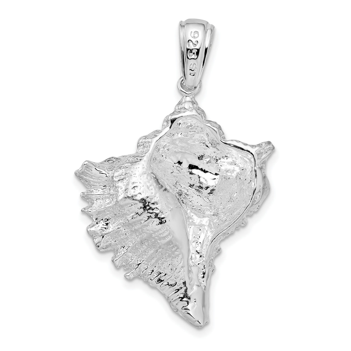 Sterling Silver Conch Shell Pendant with Detailed Ocean-Inspired Design for Women