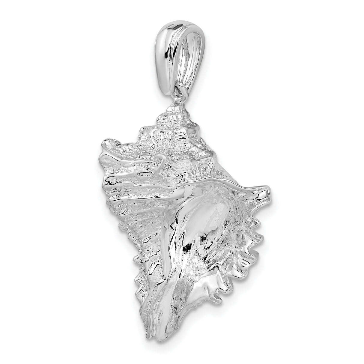 Sterling Silver Conch Shell Pendant with Detailed Ocean-Inspired Design for Women