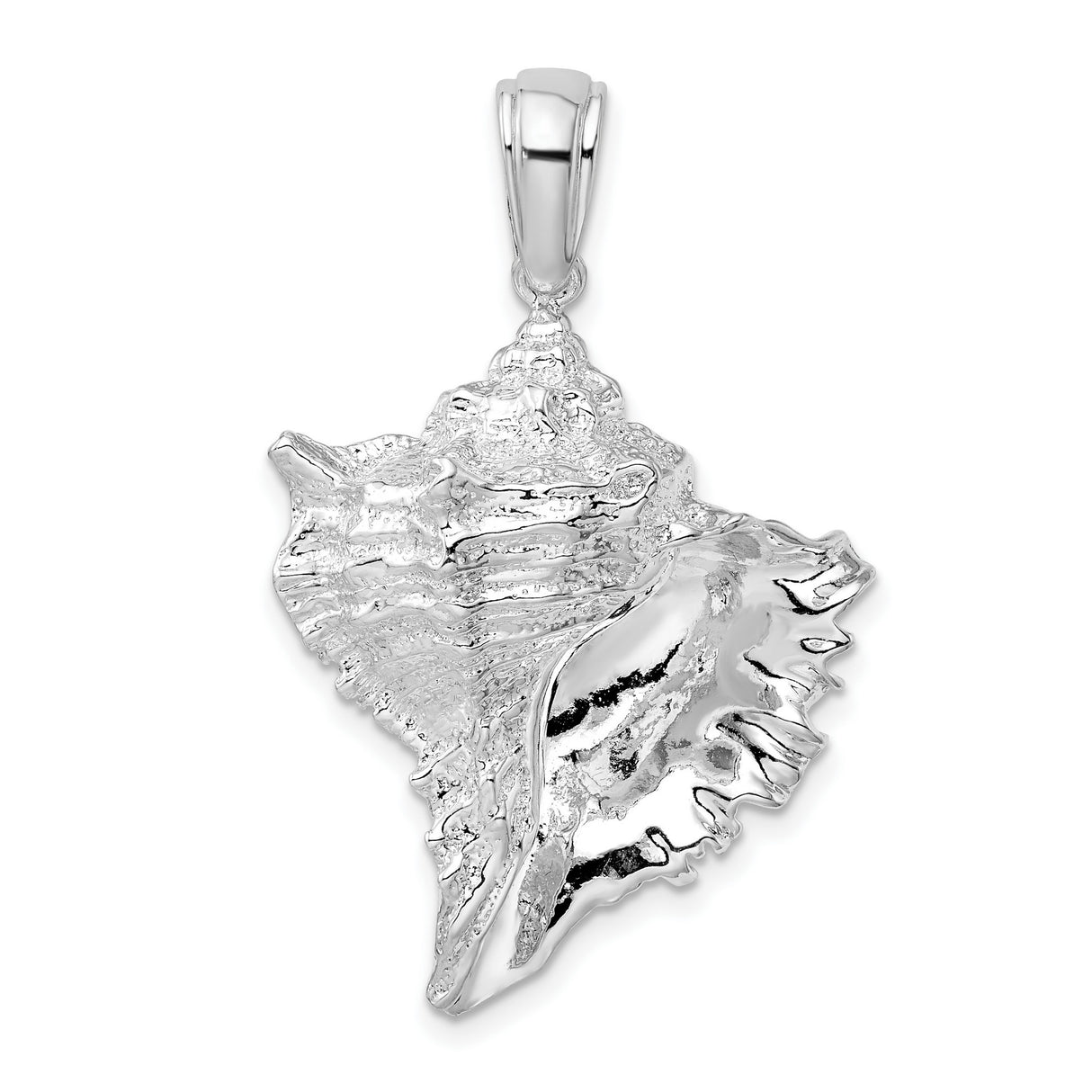 Sterling Silver Conch Shell Pendant with Detailed Ocean-Inspired Design for Women