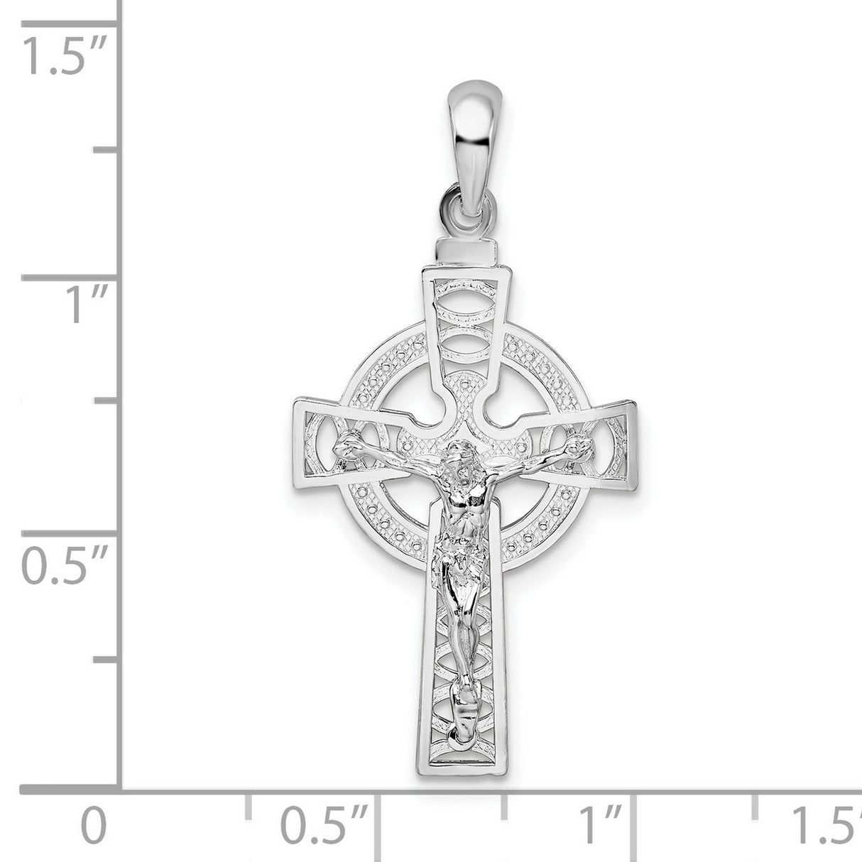 Sterling Silver Crucifix Cross Pendant with Celtic Knot and Christ Figure