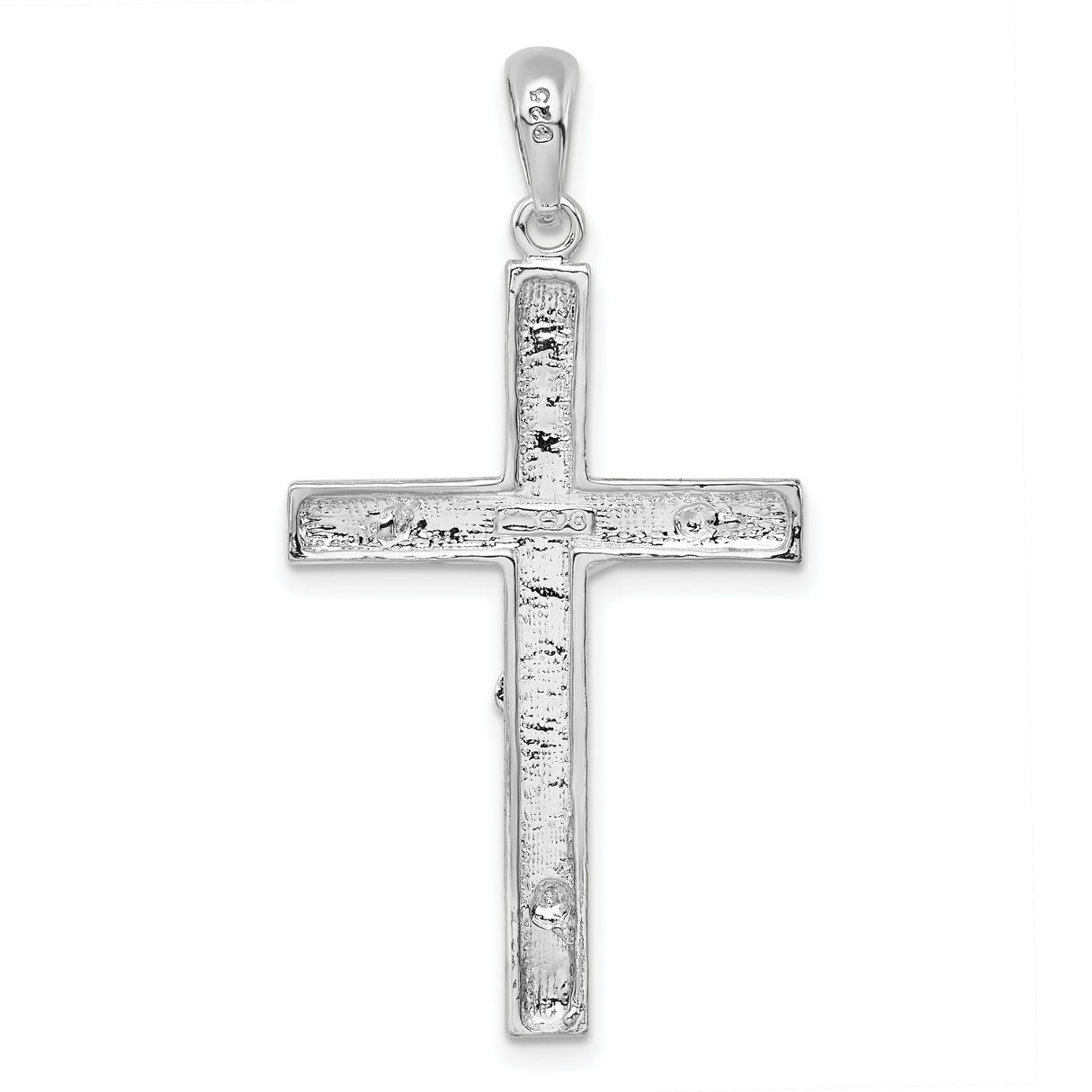 Sterling Silver Crucifix Pendant with Textured Cross and Detailed Christ Figure