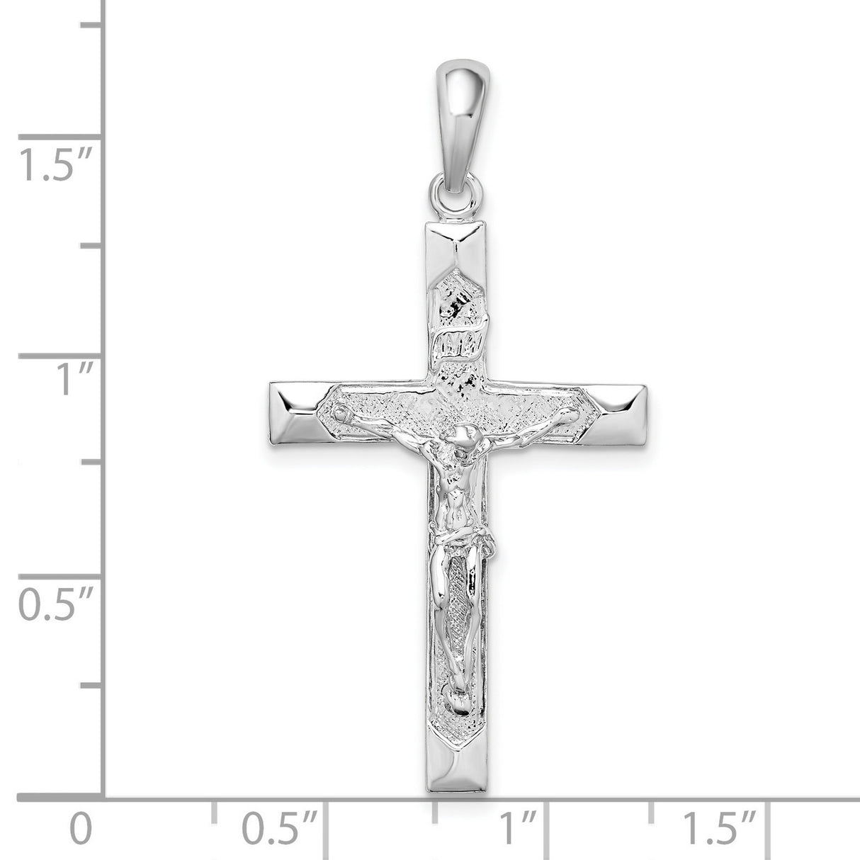 Sterling Silver Crucifix Pendant with Textured Cross and Detailed Christ Figure