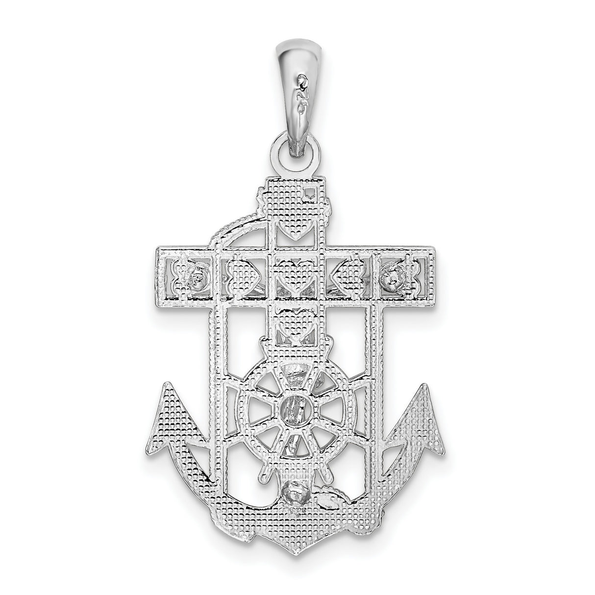 Sterling Silver Crucifix Cross Pendant with Anchor, Nautical Christian Mariner Design