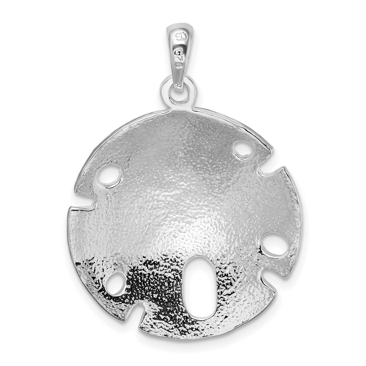 Sterling Silver Sand Dollar Pendant with Textured Ocean Star Pattern, Nautical Beach Style