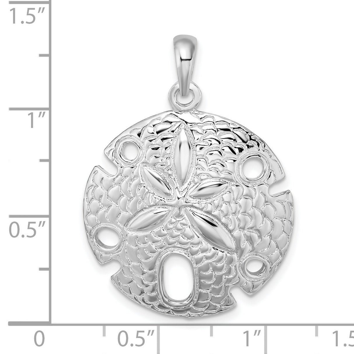 Sterling Silver Sand Dollar Pendant with Textured Ocean Star Pattern, Nautical Beach Style