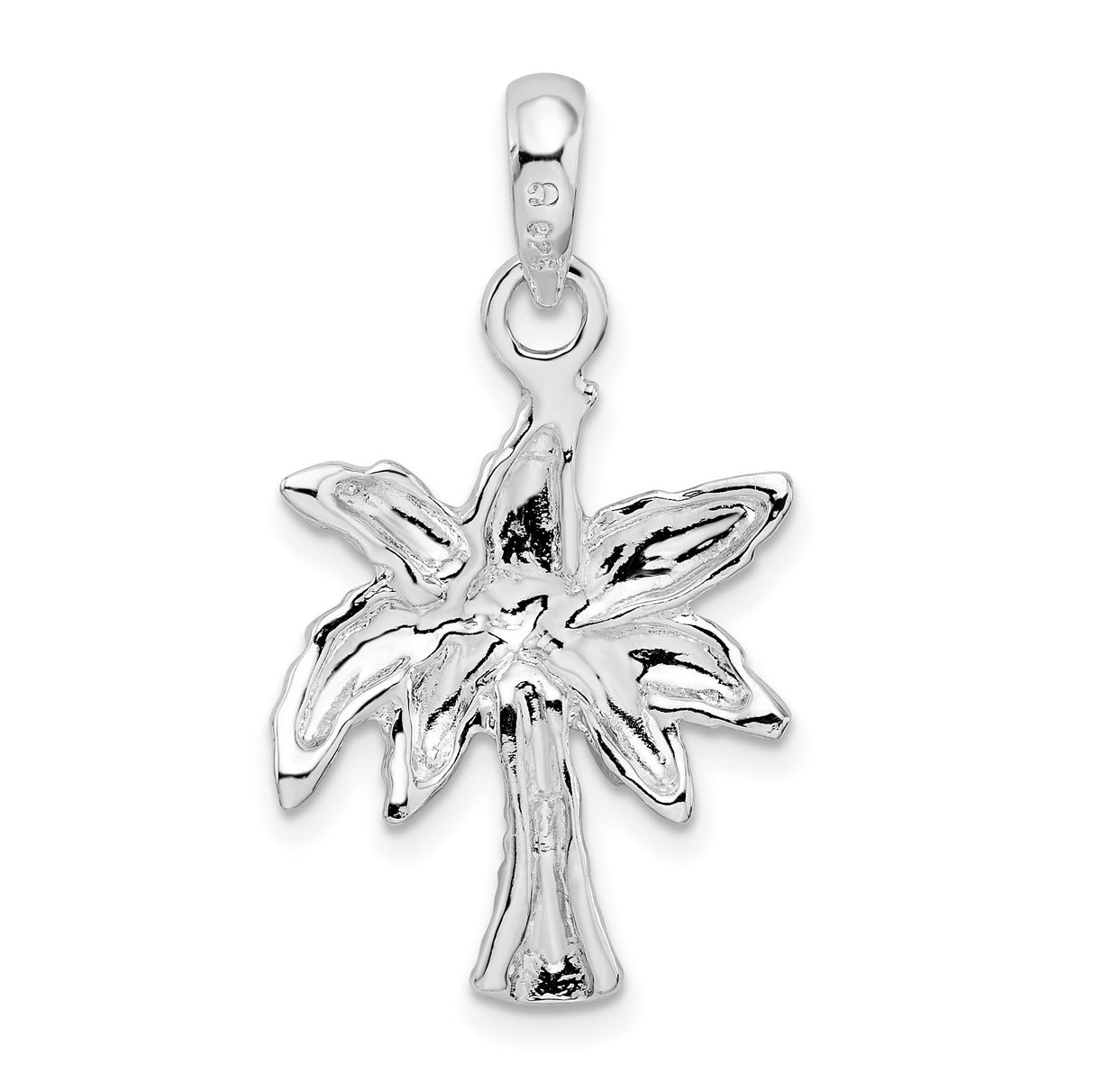 Sterling Silver Palm Tree Pendant with Tropical Leaf Detail, Island Life Charm