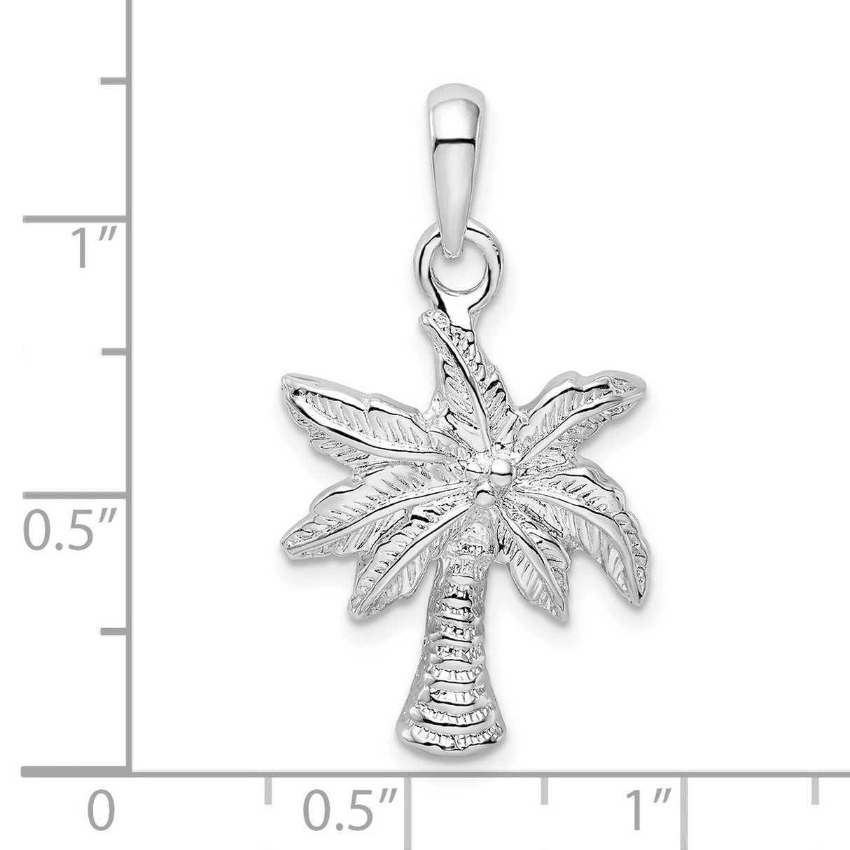 Sterling Silver Palm Tree Pendant with Tropical Leaf Detail, Island Life Charm