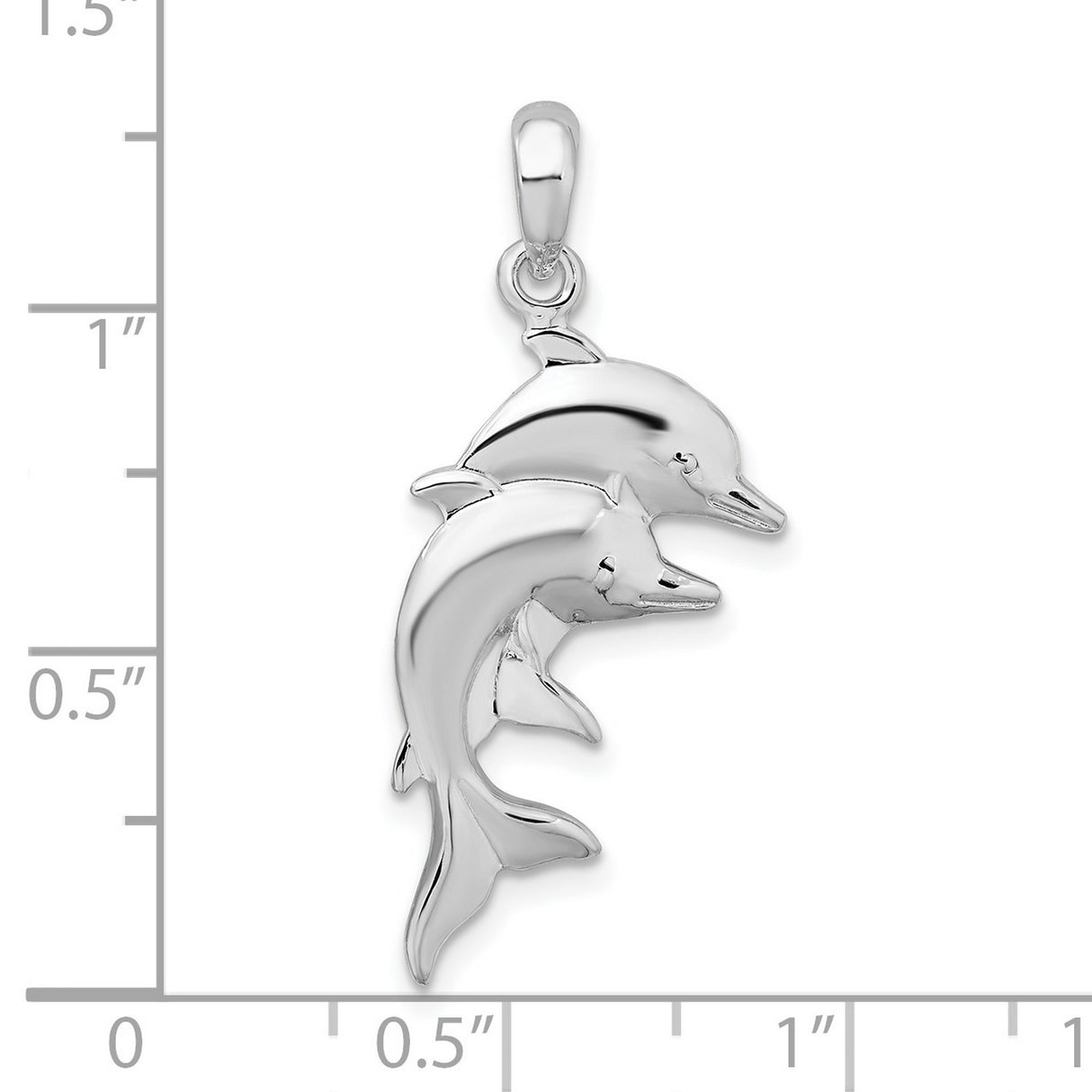 Sterling Silver Dolphin Pendant with Two Leaping Dolphins, Nautical Ocean Theme Jewelry