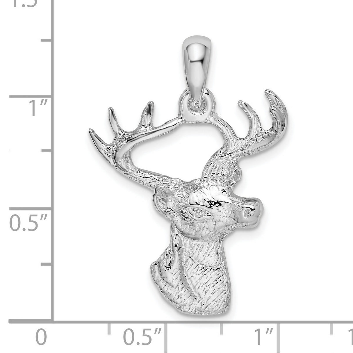 Sterling Silver Deer Head Pendant with Antlers, Rustic Wildlife Hunting Jewelry for Men