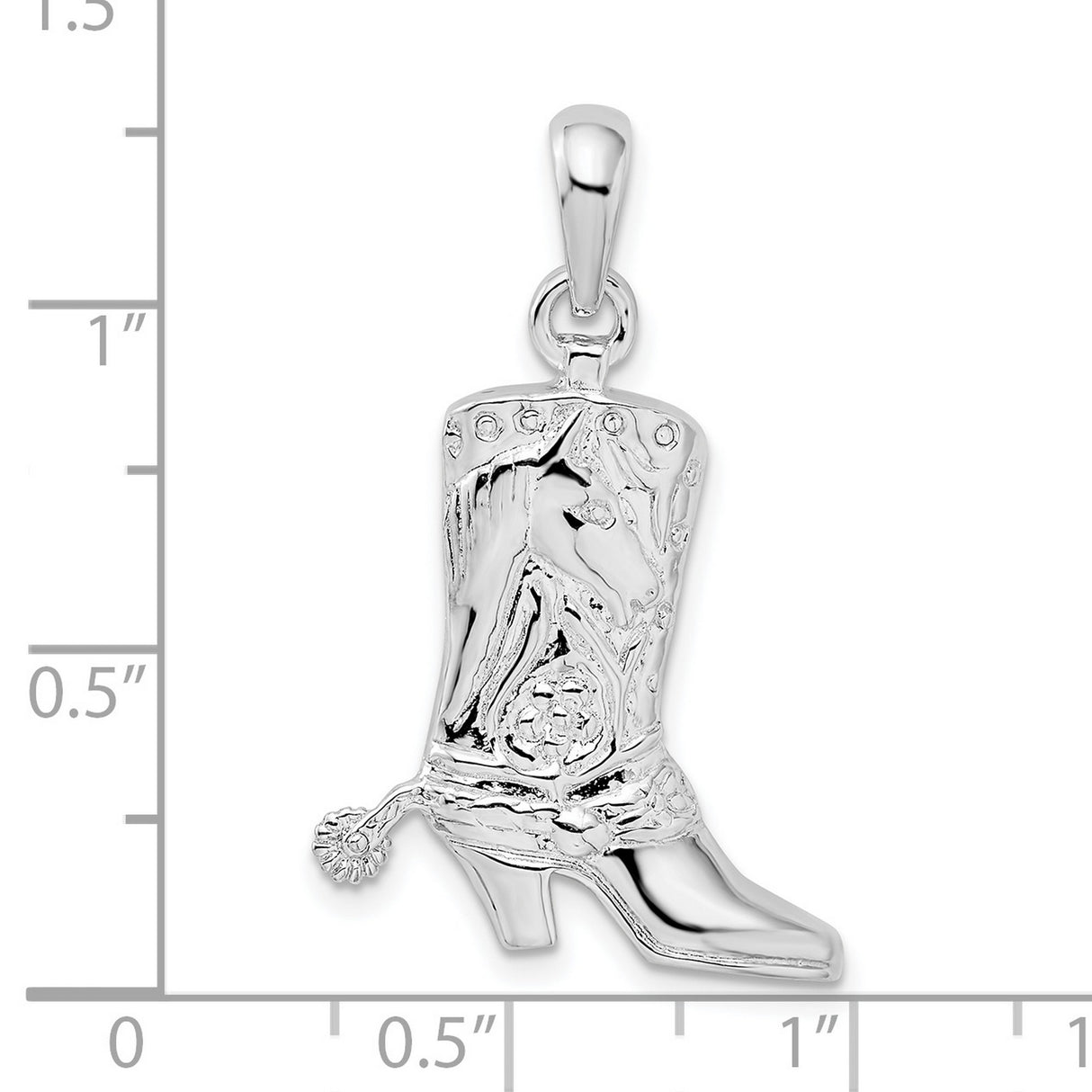 Sterling Silver Cowboy Boot Pendant with Spur and Horse Motif, Western Style Charm