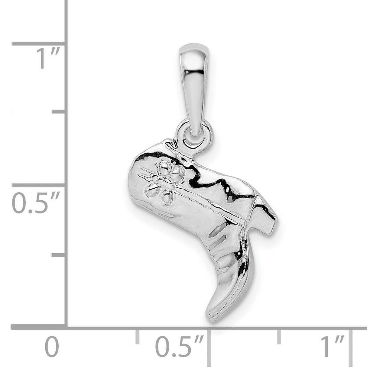 Sterling Silver Cowboy Boot Pendant with Floral Etching, 3D Western Charm