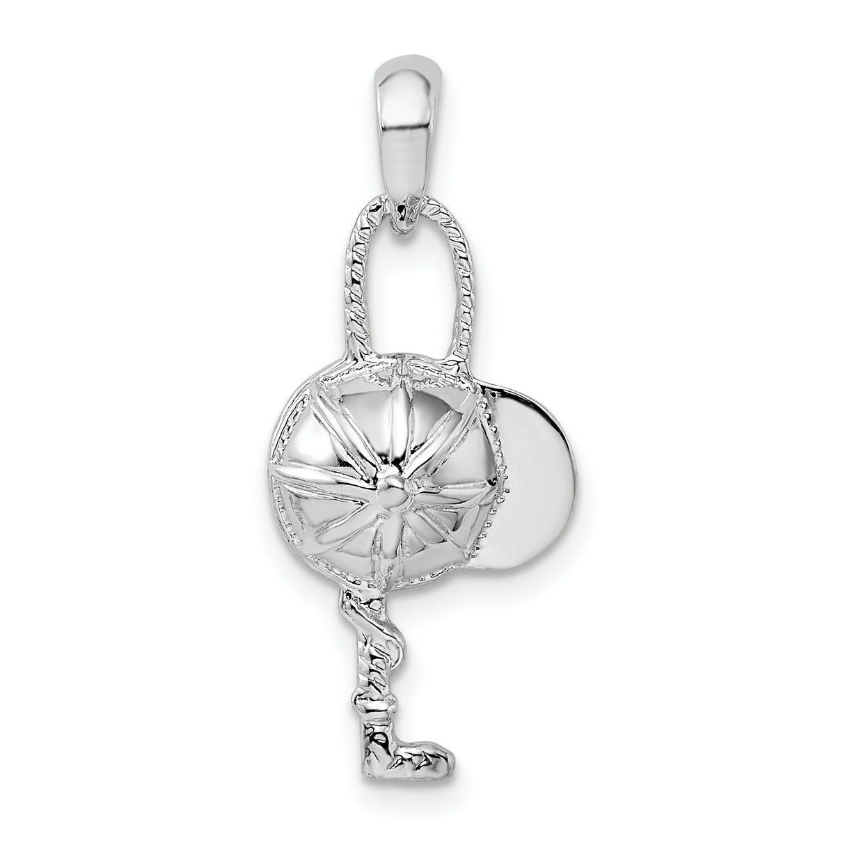 Sterling Silver Key Pendant with Compass Rose, Spiritual Travel Charm for Women and Men