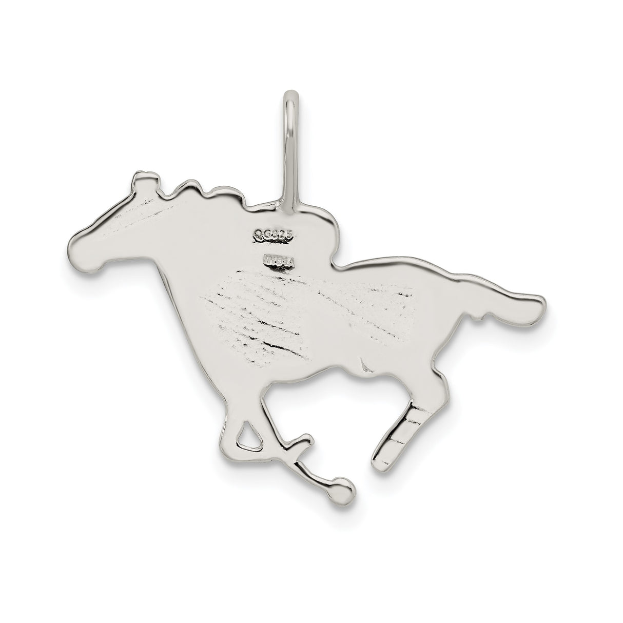 Sterling Silver Horse Racing Pendant with Jockey on Galloping Horse, Unisex Equestrian Charm