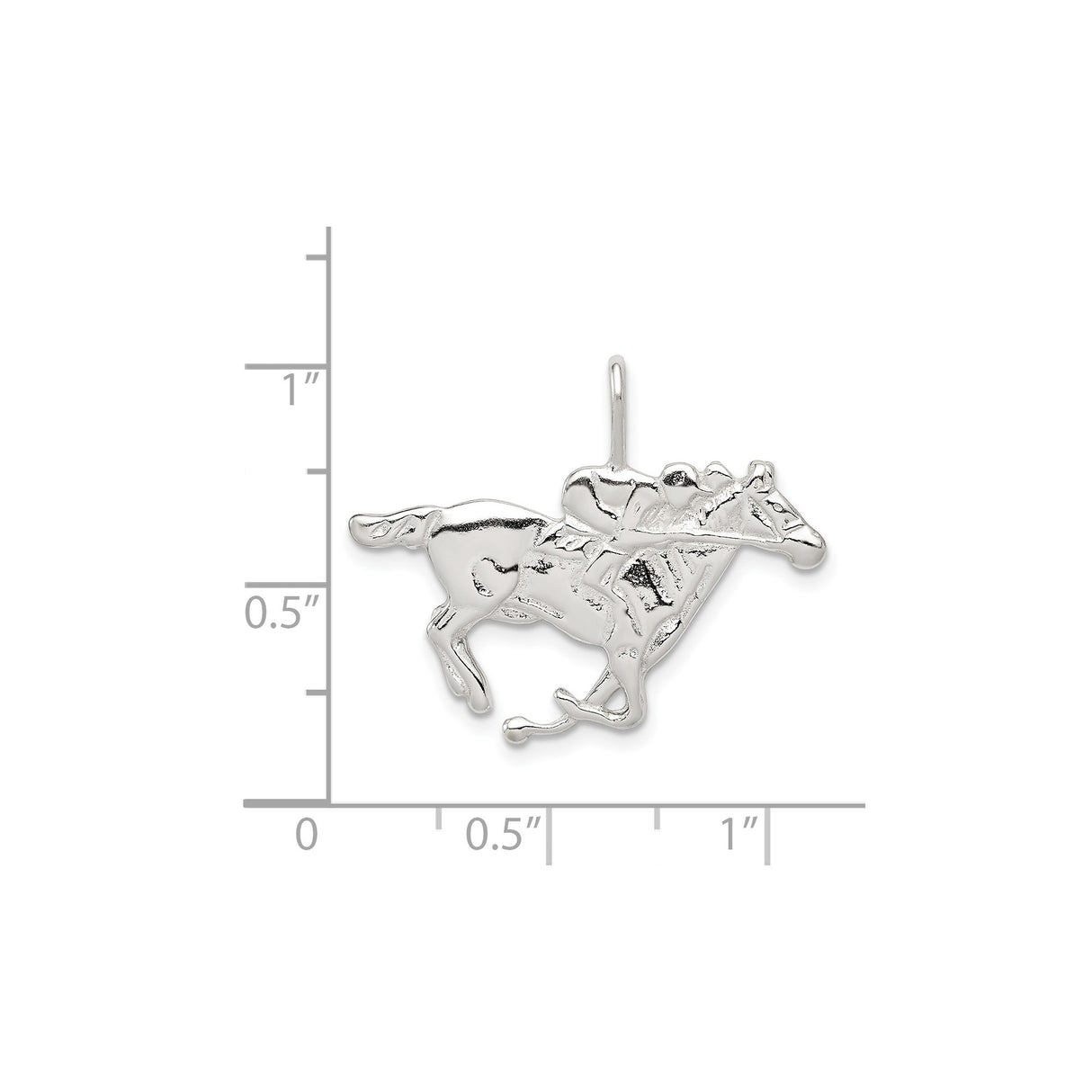 Sterling Silver Horse Racing Pendant with Jockey on Galloping Horse, Unisex Equestrian Charm