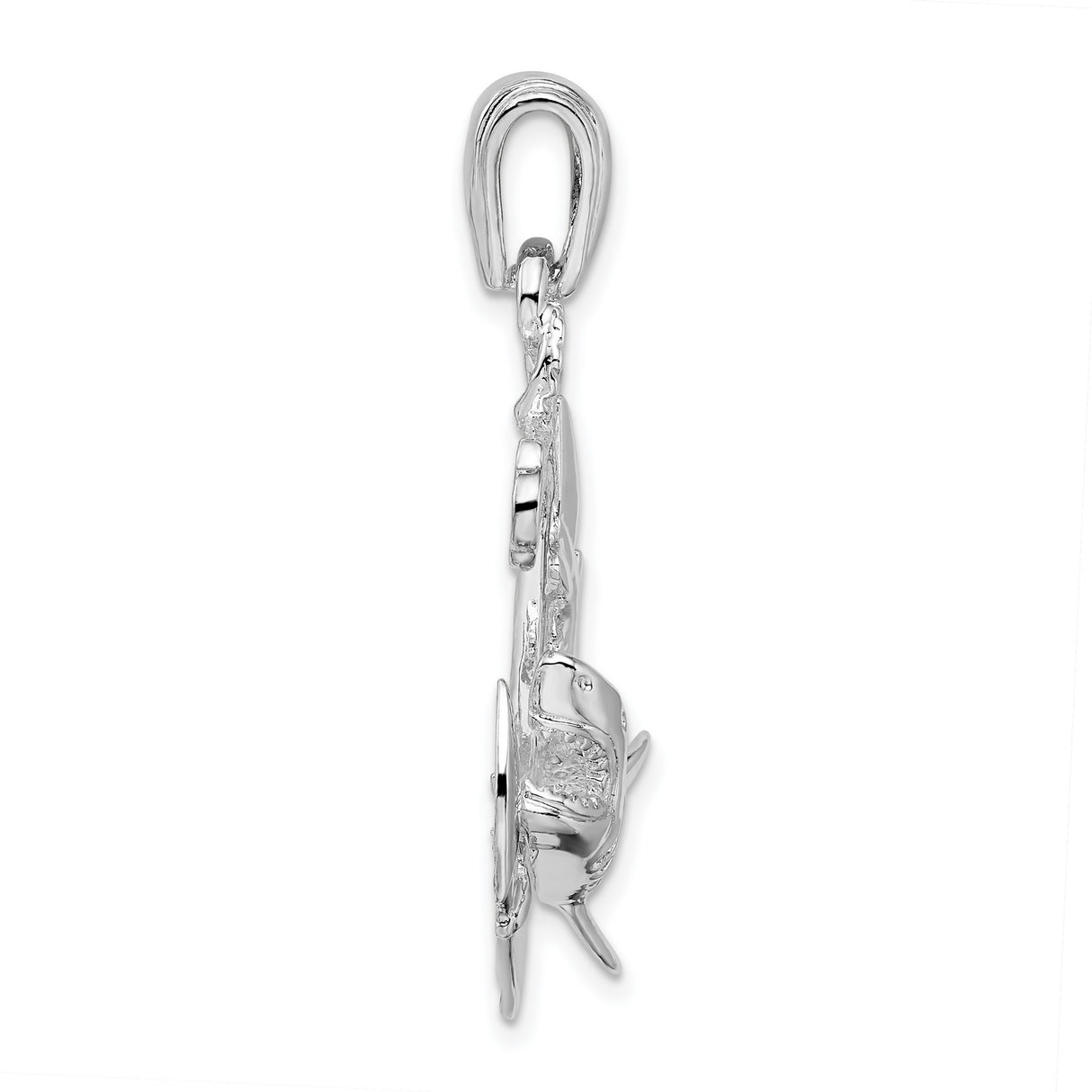 Sterling Silver Shark Wrapped Anchor Cross Pendant, Nautical Christian Marine Jewelry for Men