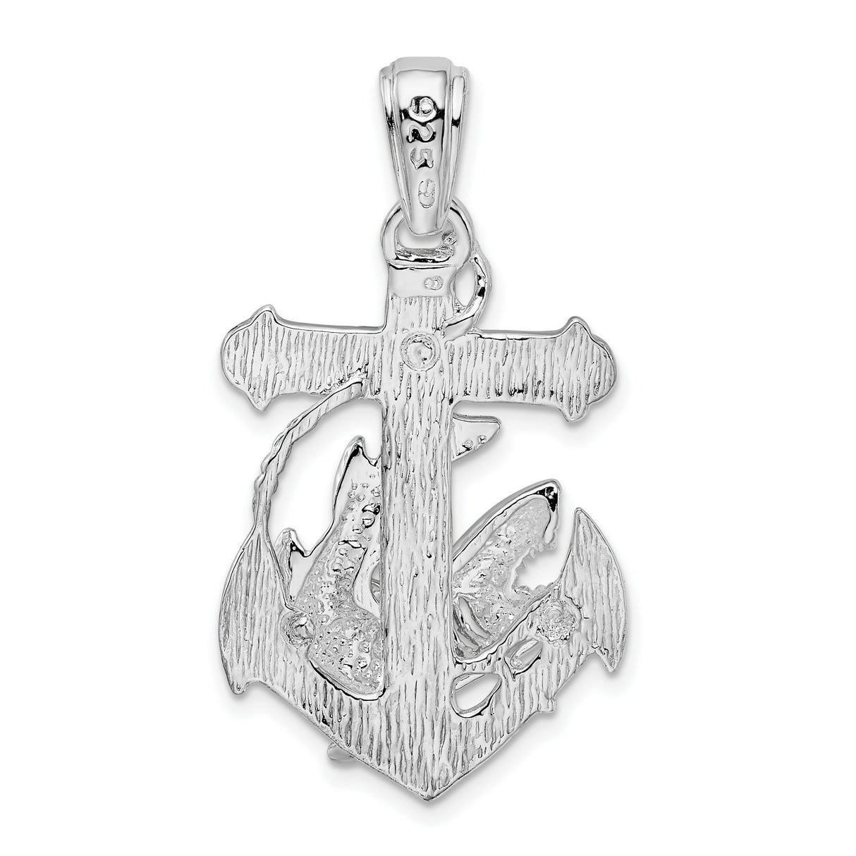Sterling Silver Shark Wrapped Anchor Cross Pendant, Nautical Christian Marine Jewelry for Men