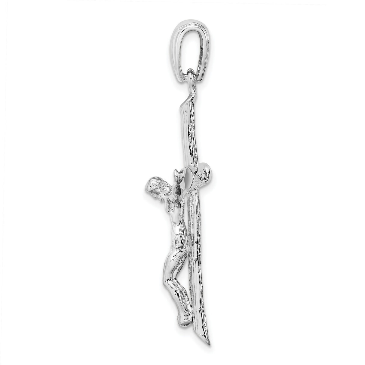 Sterling Silver Crucifix Pendant with Textured Cross Design, Christ on Cross, Religious Jewelry